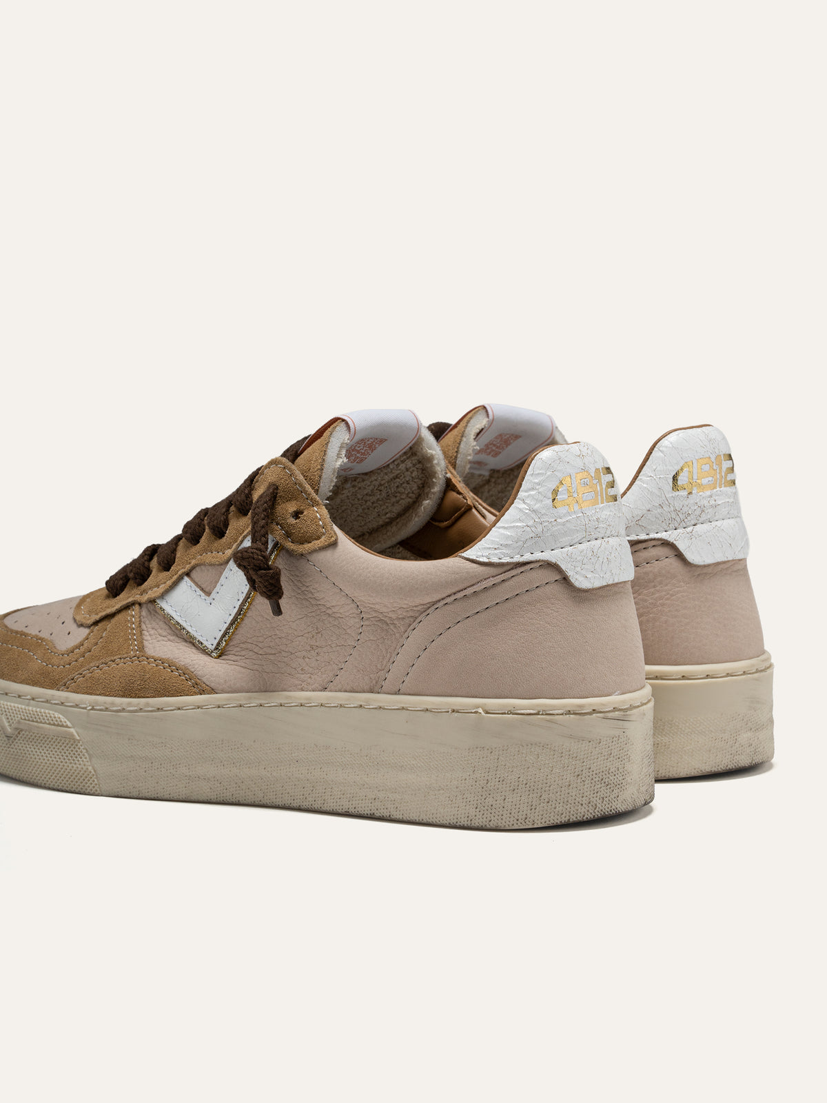 Sneaker HYPER in Pelle Beige e Camoscio Cuoio