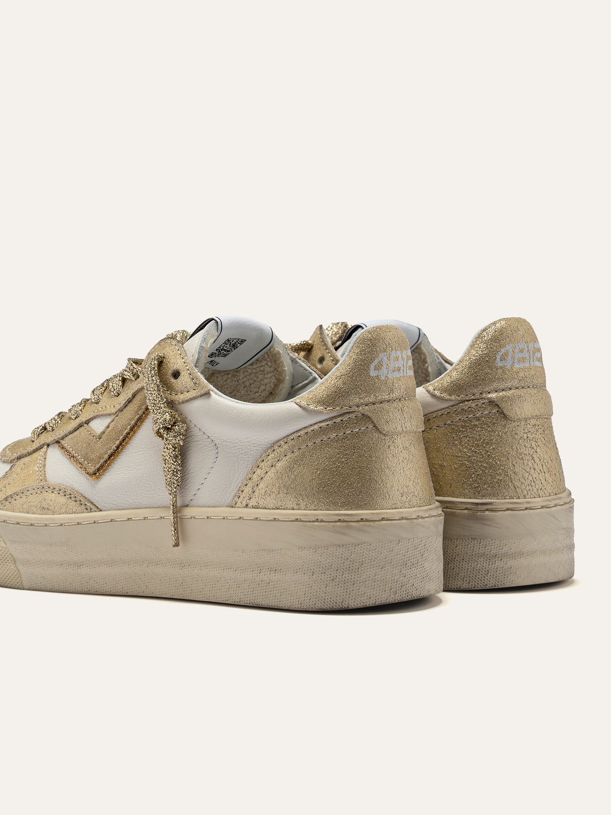 HYPER Sneakers in White and Gold Leather