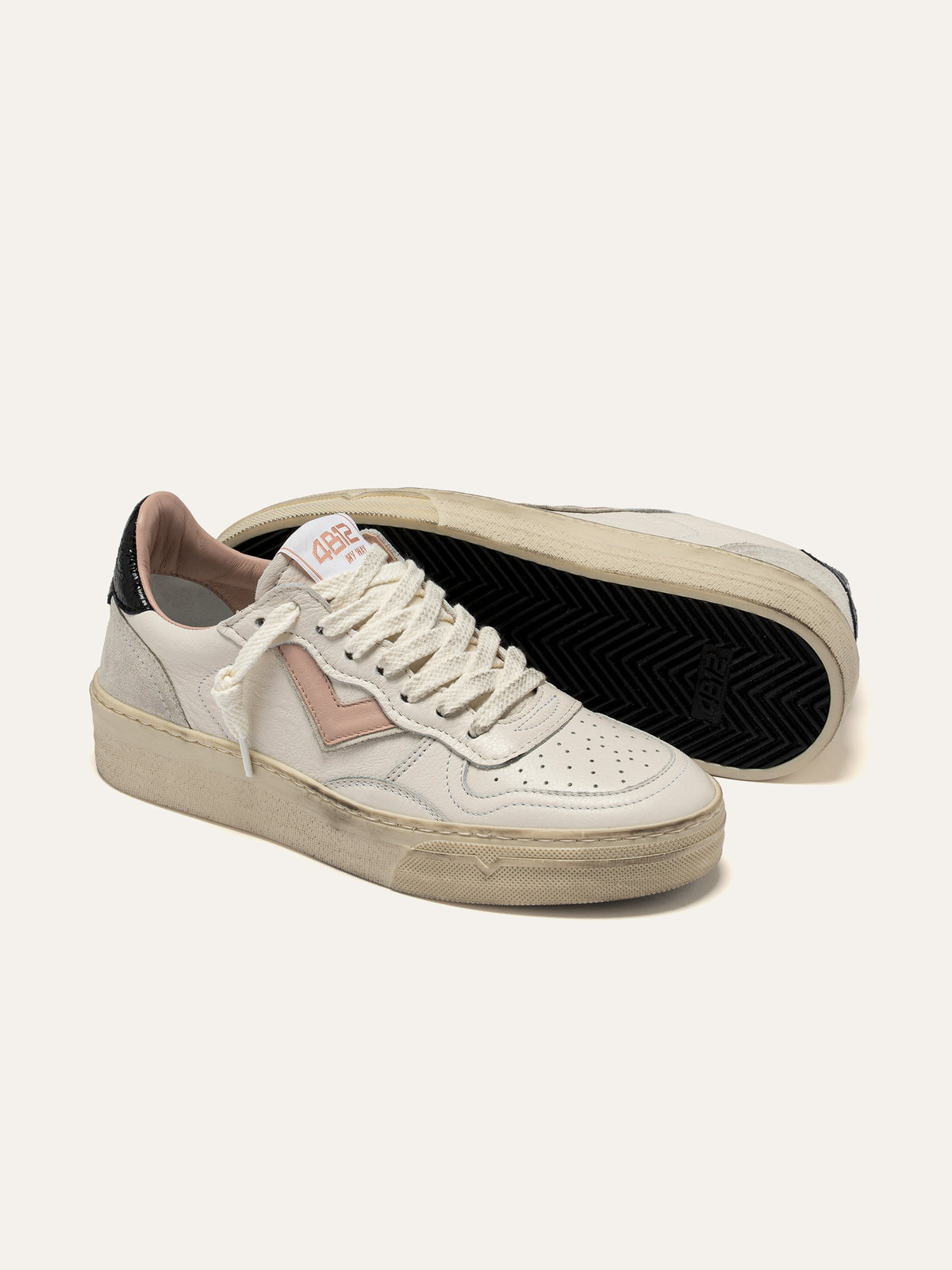 HYPER Sneakers in White and Pink Leather