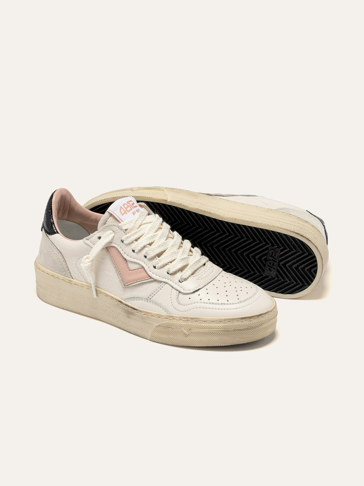 HYPER Sneakers in White and Pink Leather