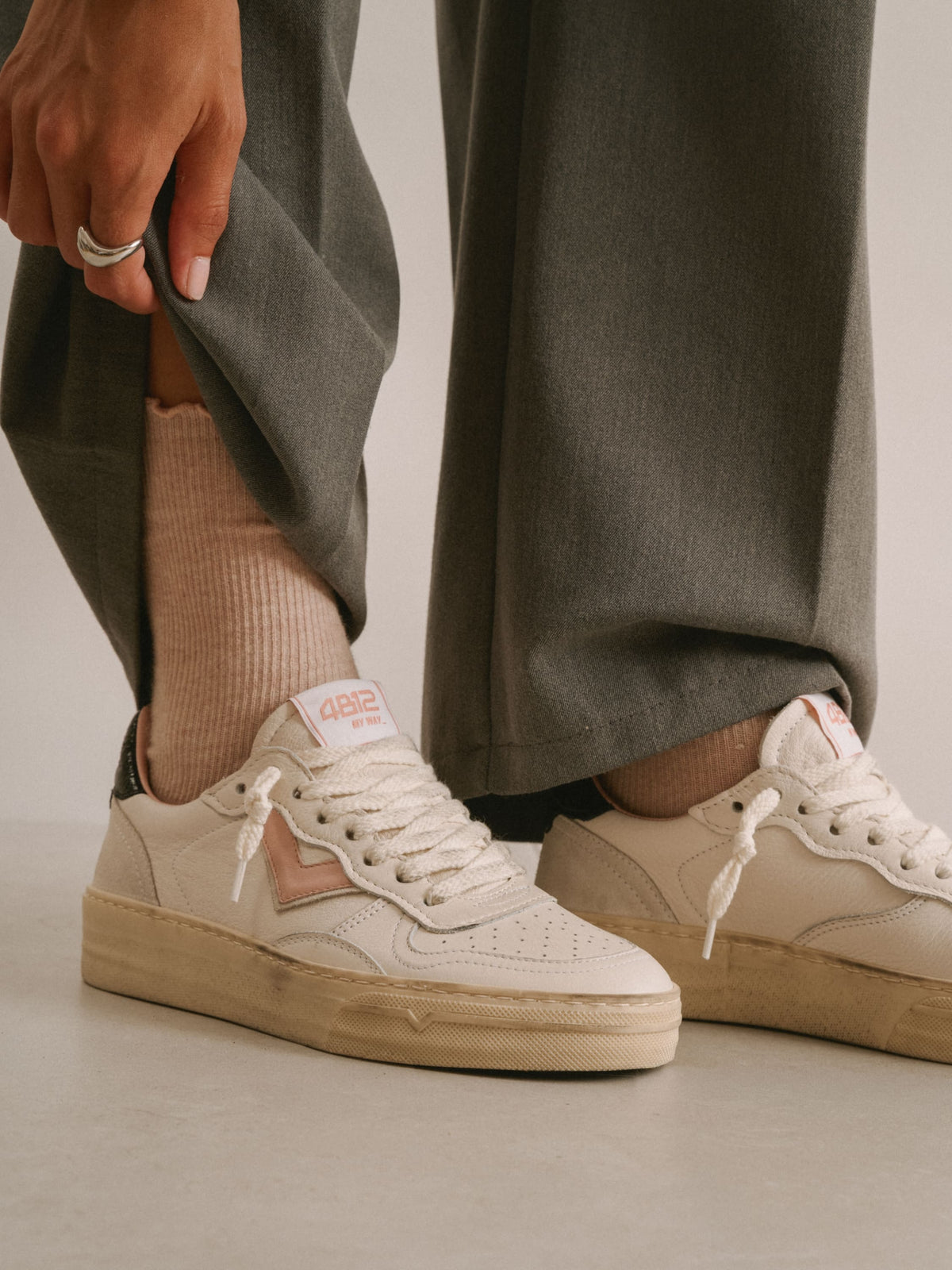Sneaker HYPER in Pelle Bianca e Rosa