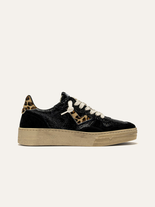 Sneaker Donna 4B12 HYPER in Nero e Leopard