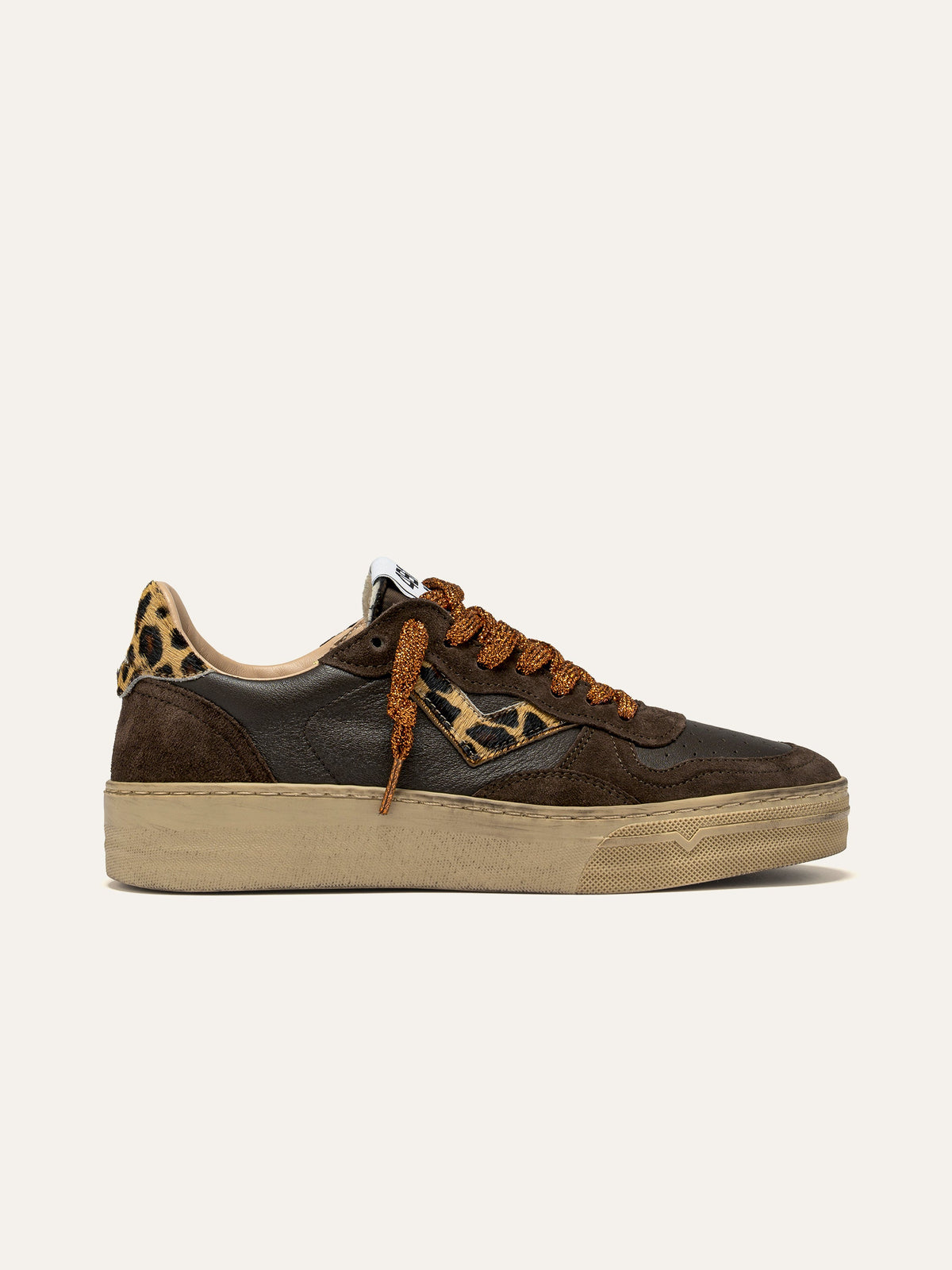Sneaker HYPER in Pelle, Suede Marrone e Leopard