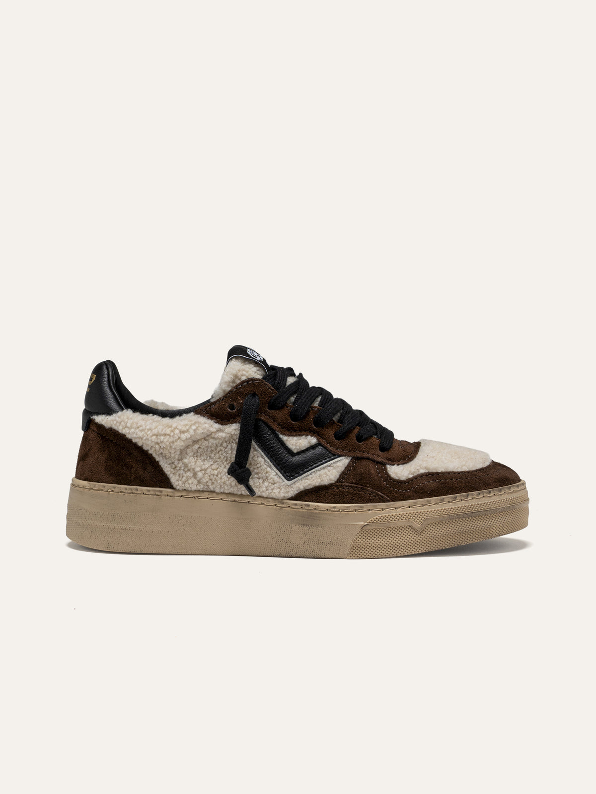 Sneaker HYPER in Camoscio Marrone e Tessuto Teddy