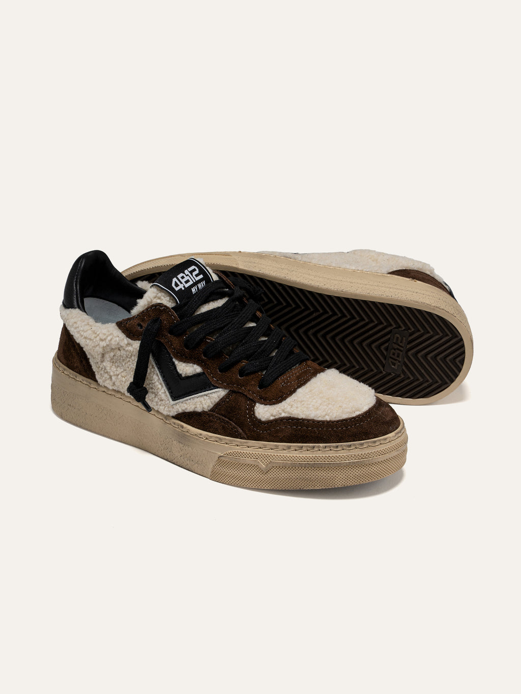 Sneaker HYPER in Camoscio Marrone e Tessuto Teddy