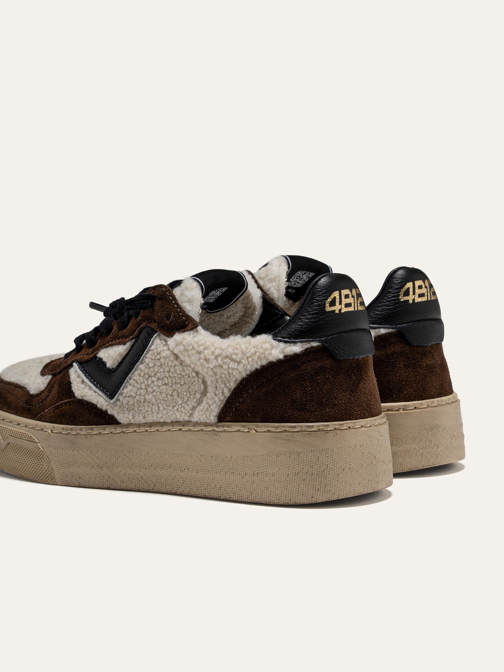 Sneaker HYPER in Camoscio Marrone e Tessuto Teddy