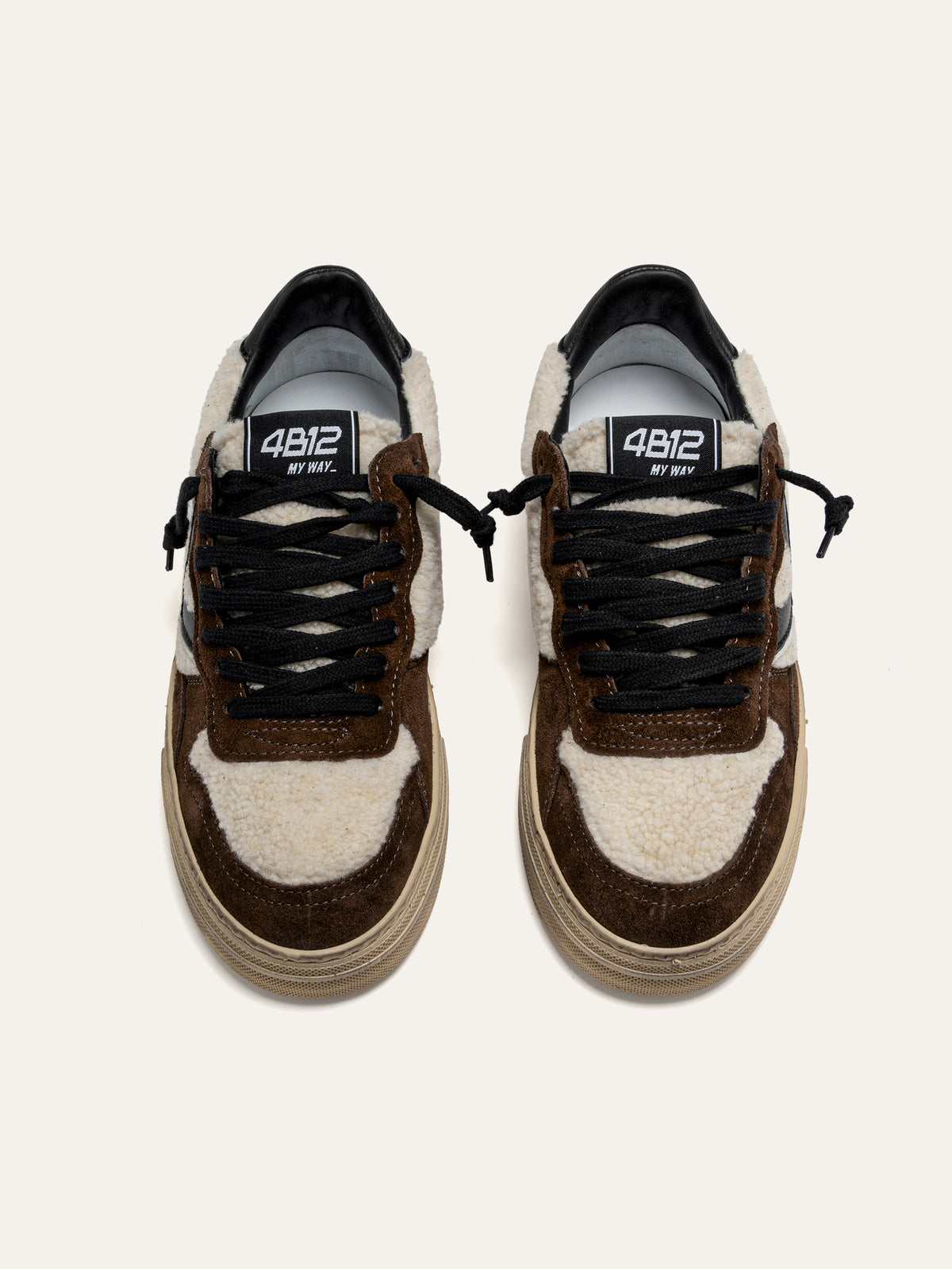 Sneaker HYPER in Camoscio Marrone e Tessuto Teddy