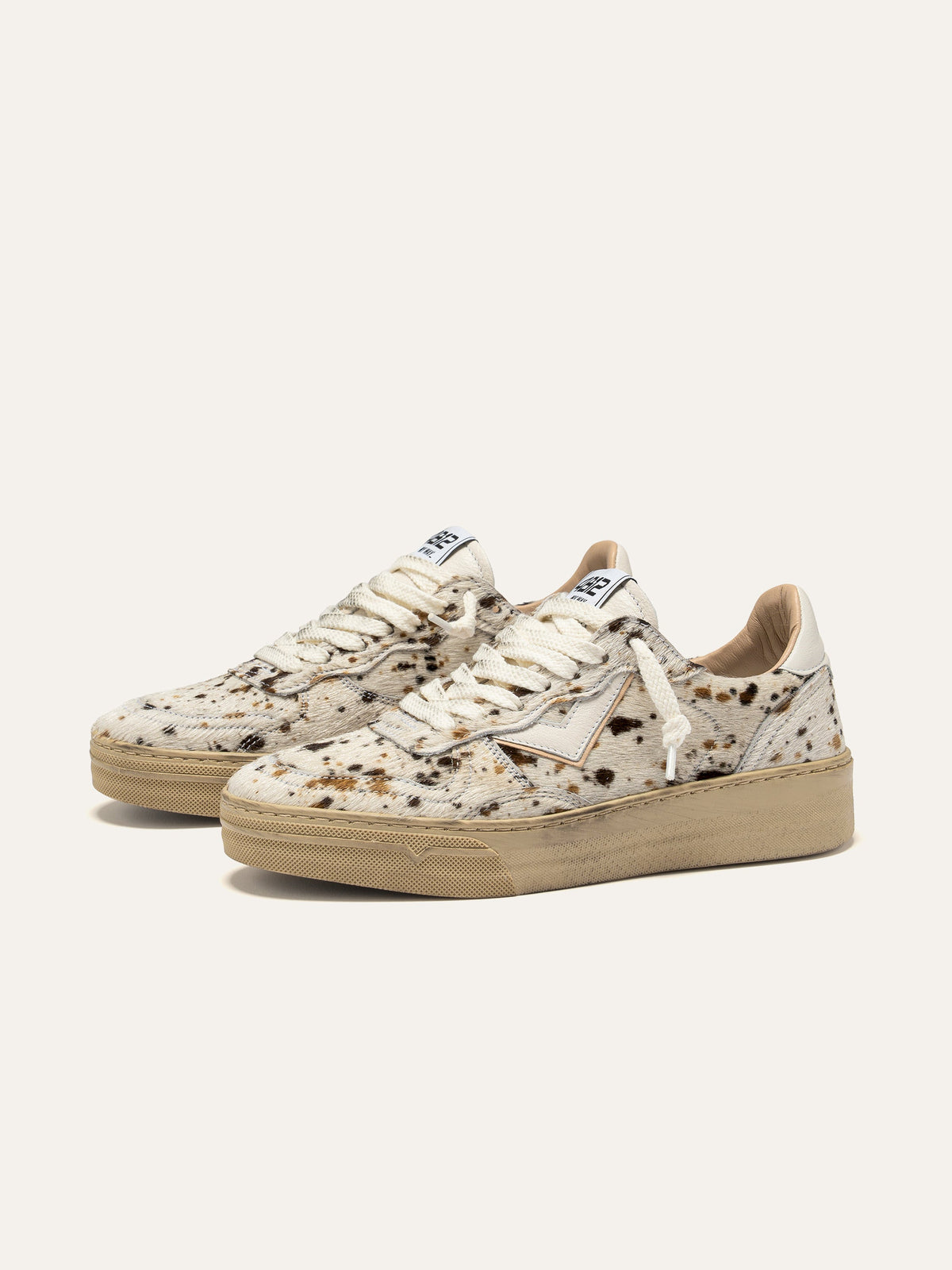 HYPER Sneakers in White and Brown Leather