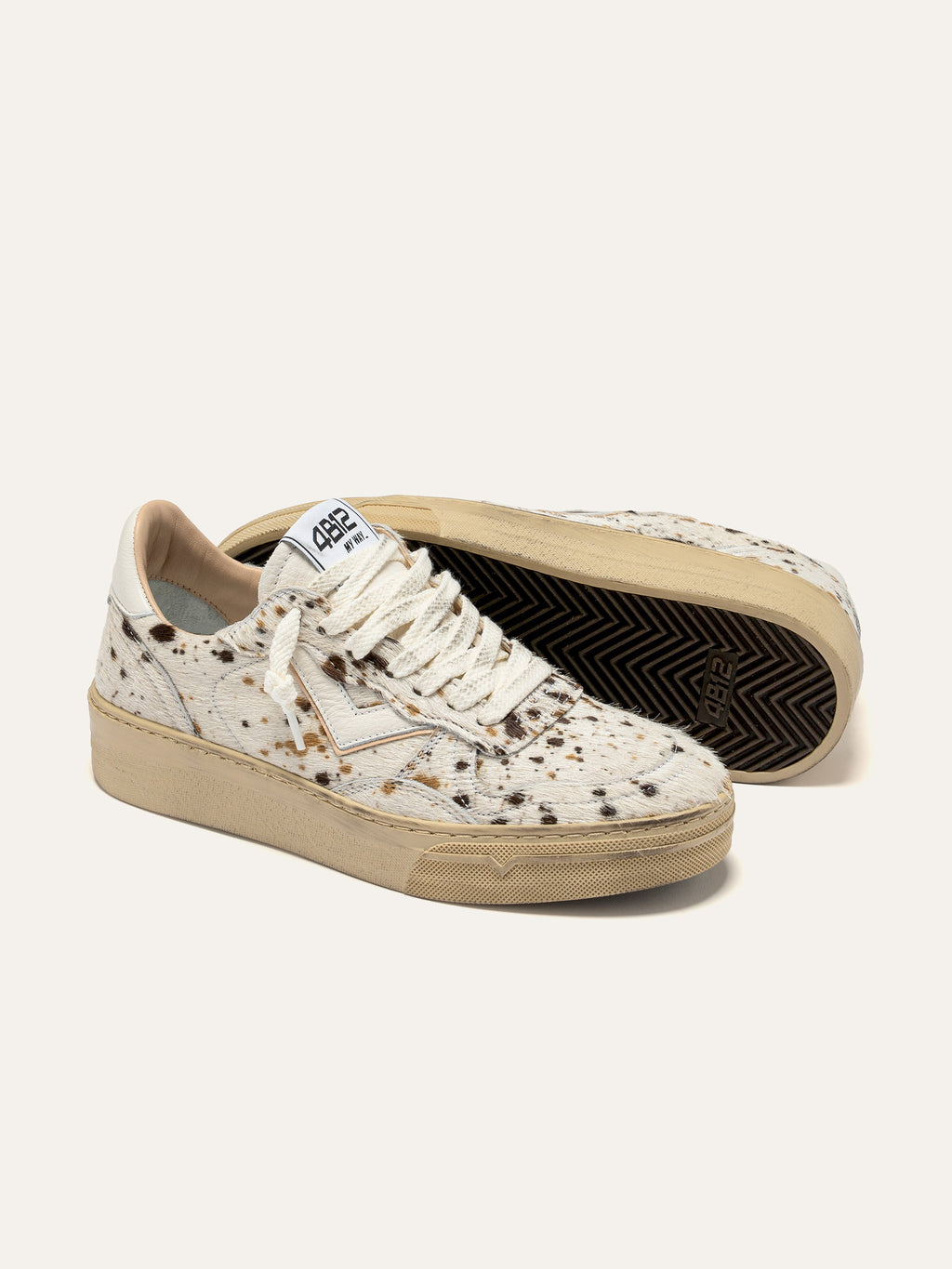 HYPER Sneakers in White and Brown Leather