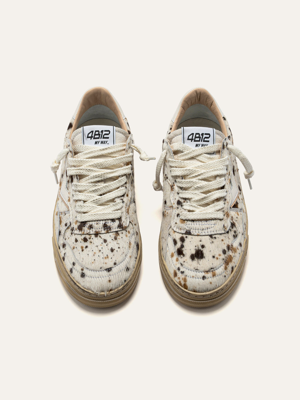 HYPER Sneakers in White and Brown Leather
