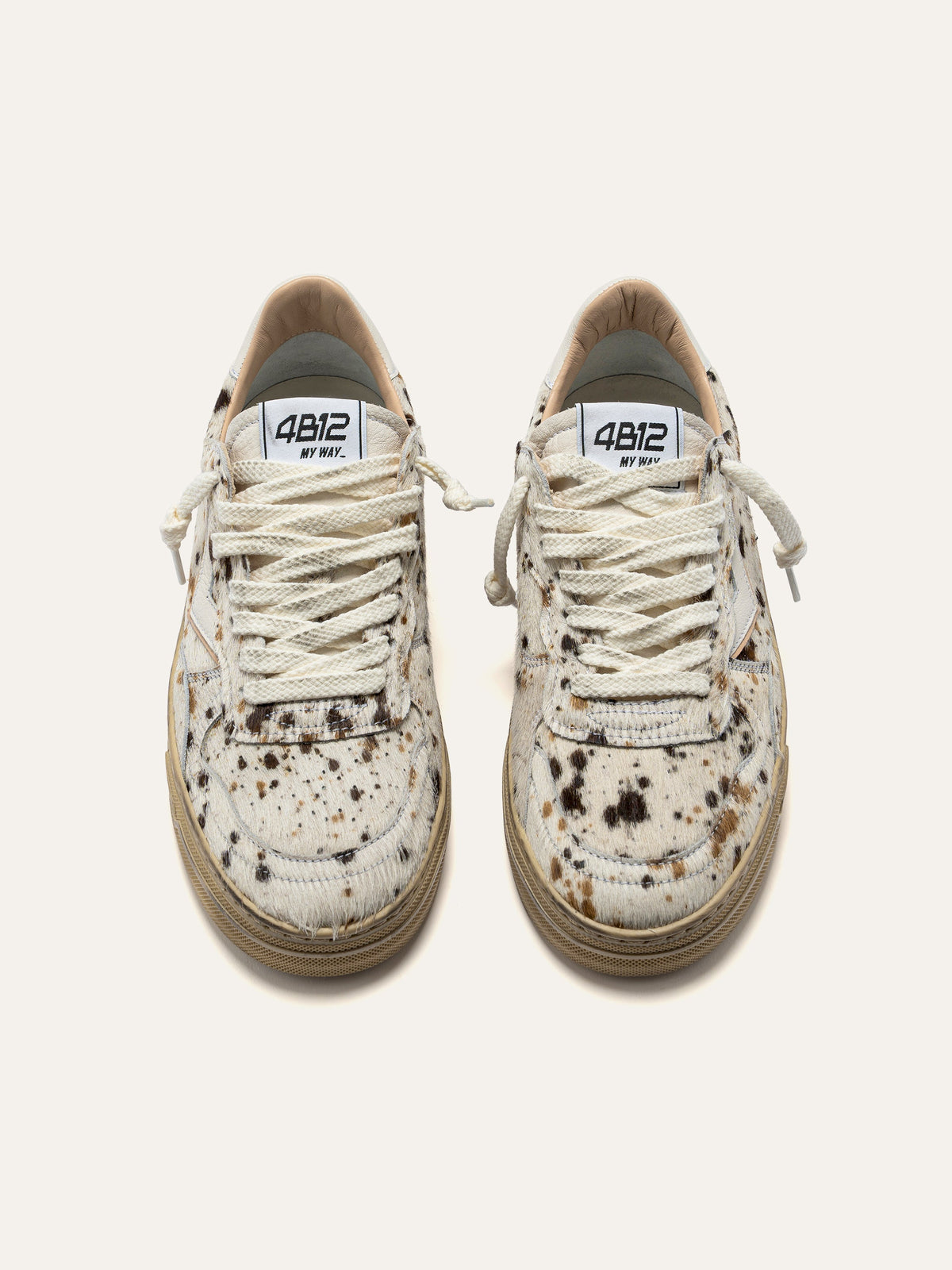 HYPER Sneakers in White and Brown Leather