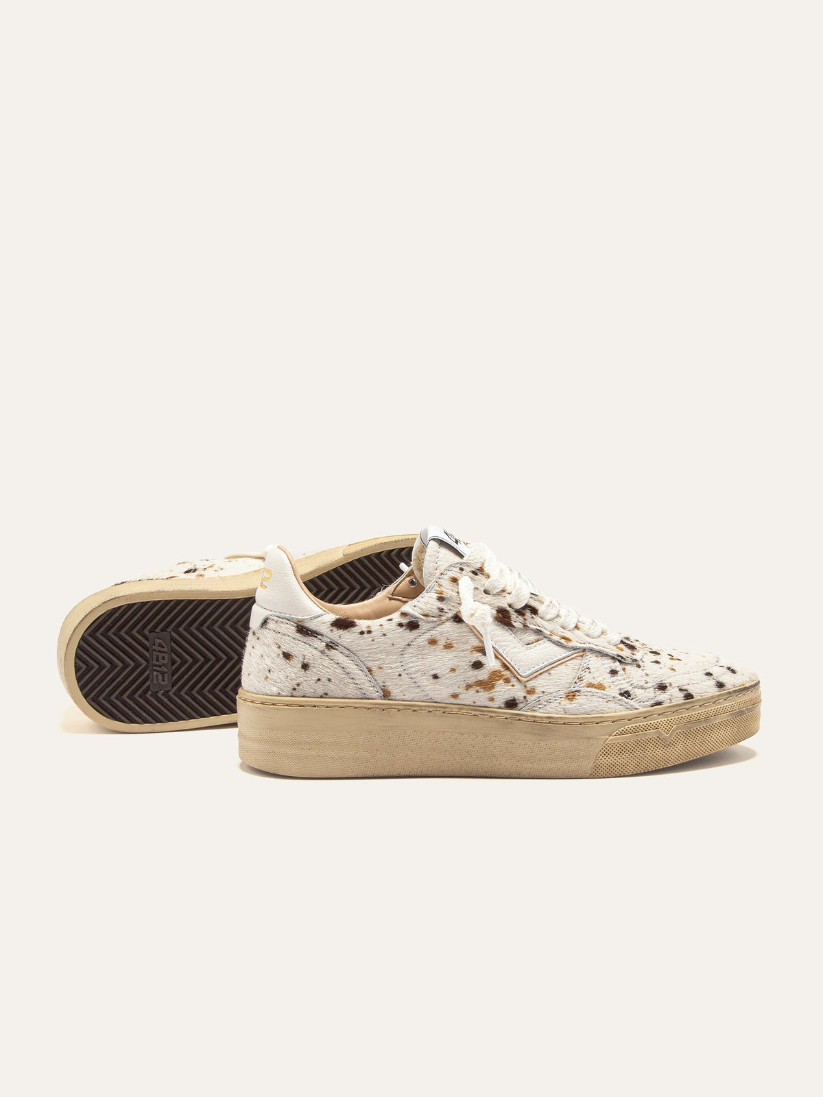 HYPER Sneakers in White and Brown Leather