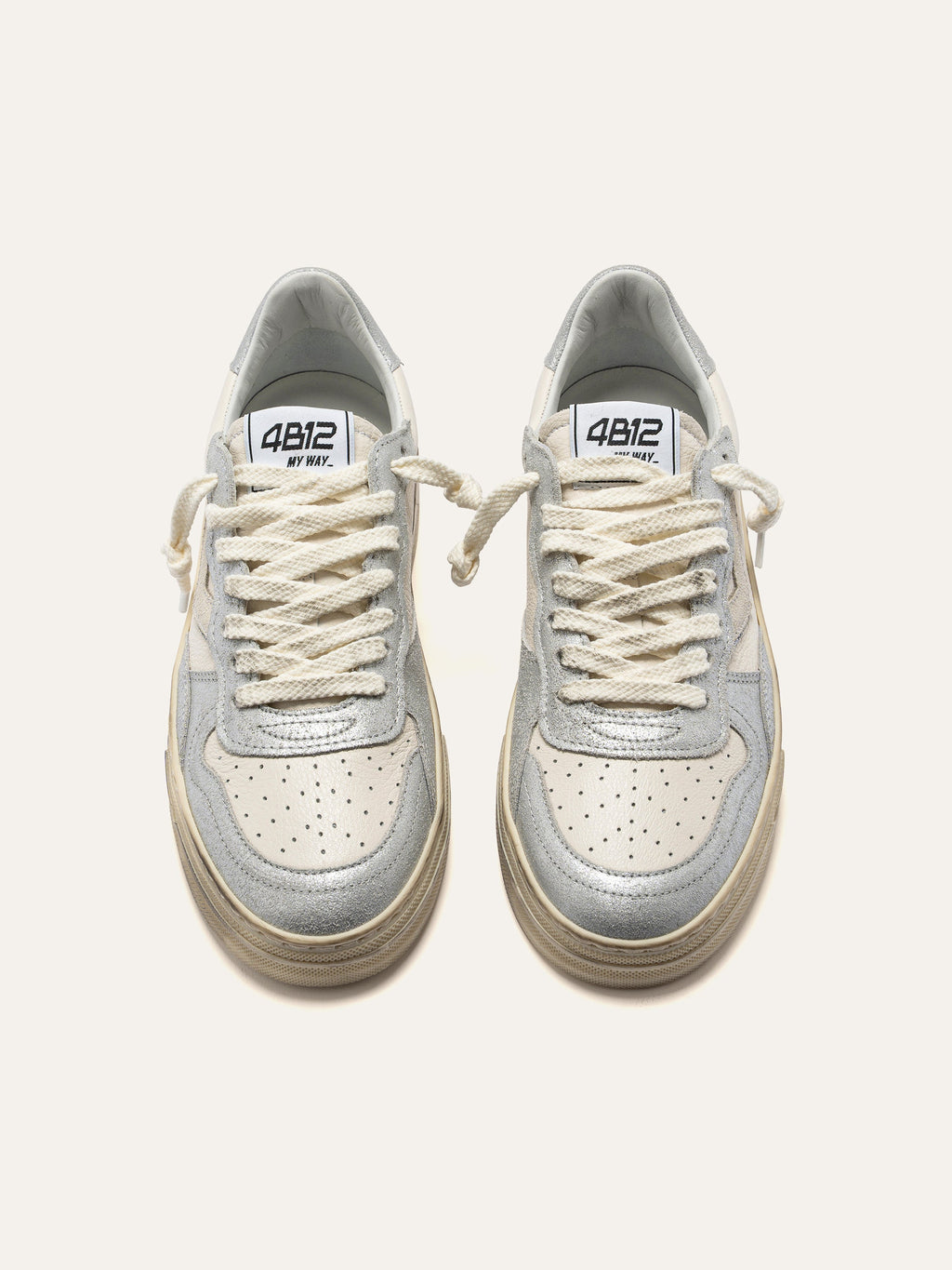 HYPER Sneakers in White and Silver Leather