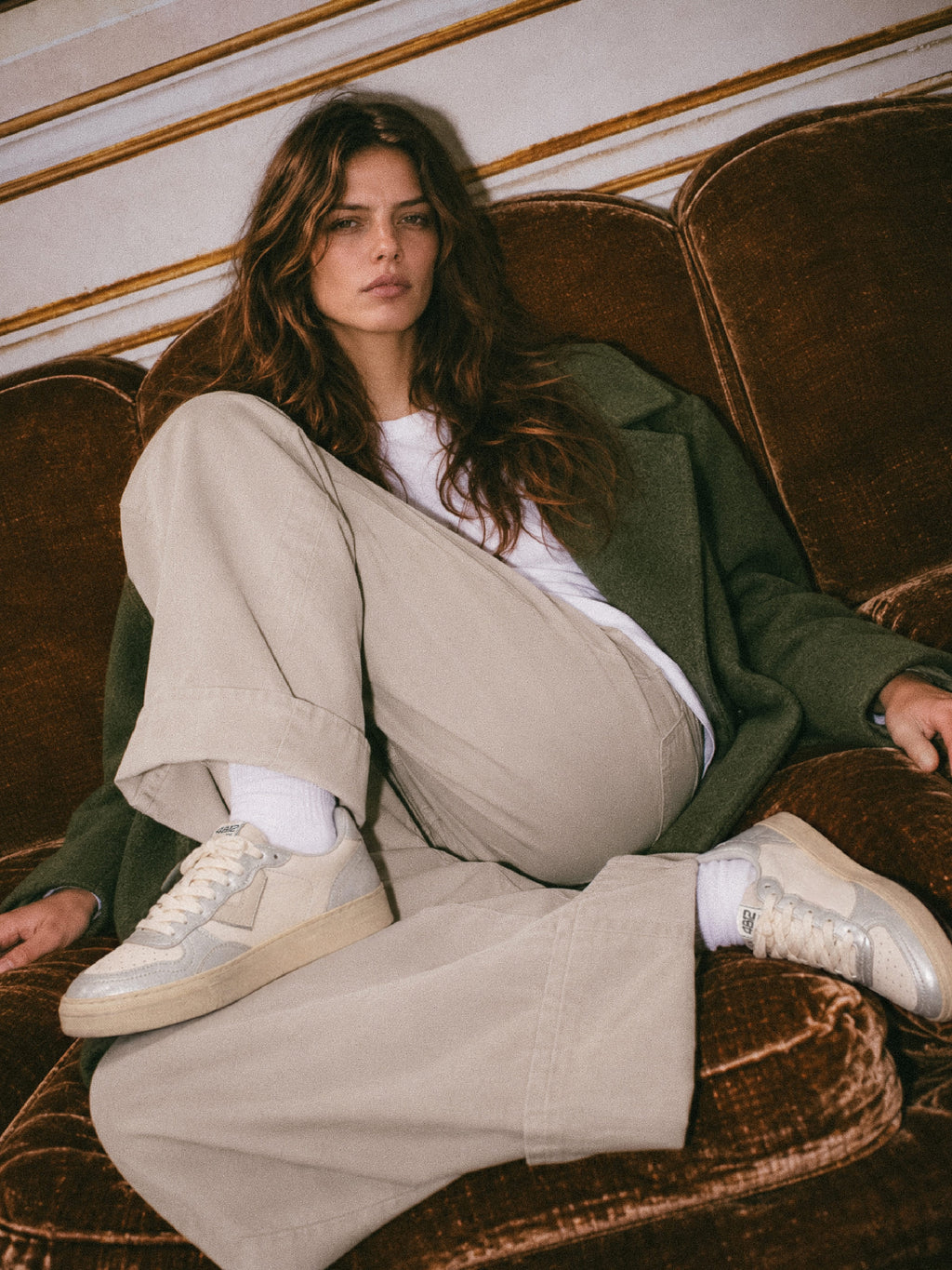 Baskets HYPER en Cuir Blanc et Argent