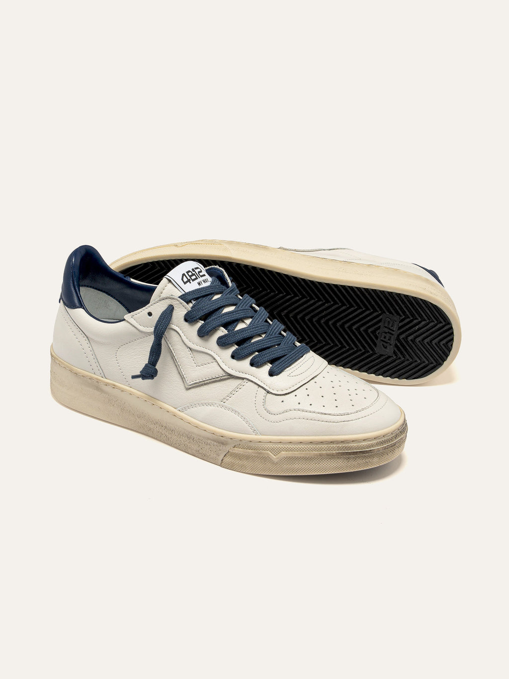 HYPER Sneakers in White and Navy Leather