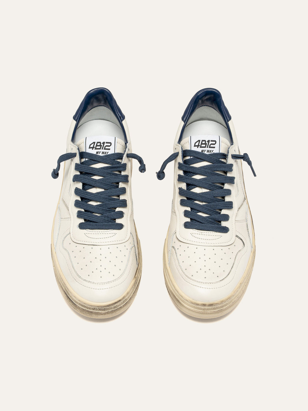 HYPER Sneakers in White and Navy Leather
