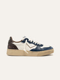 HYPER Sneakers in White, Navy and Brown Leather