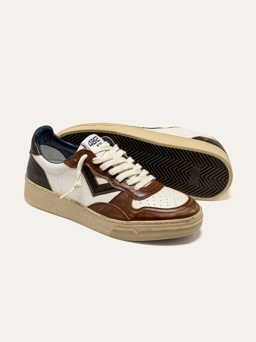 HYPER Sneakers in White and Navy Leather