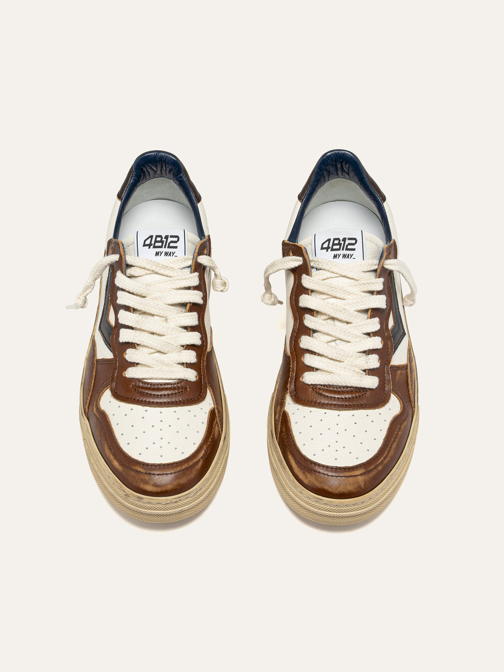 HYPER Sneakers in White and Navy Leather