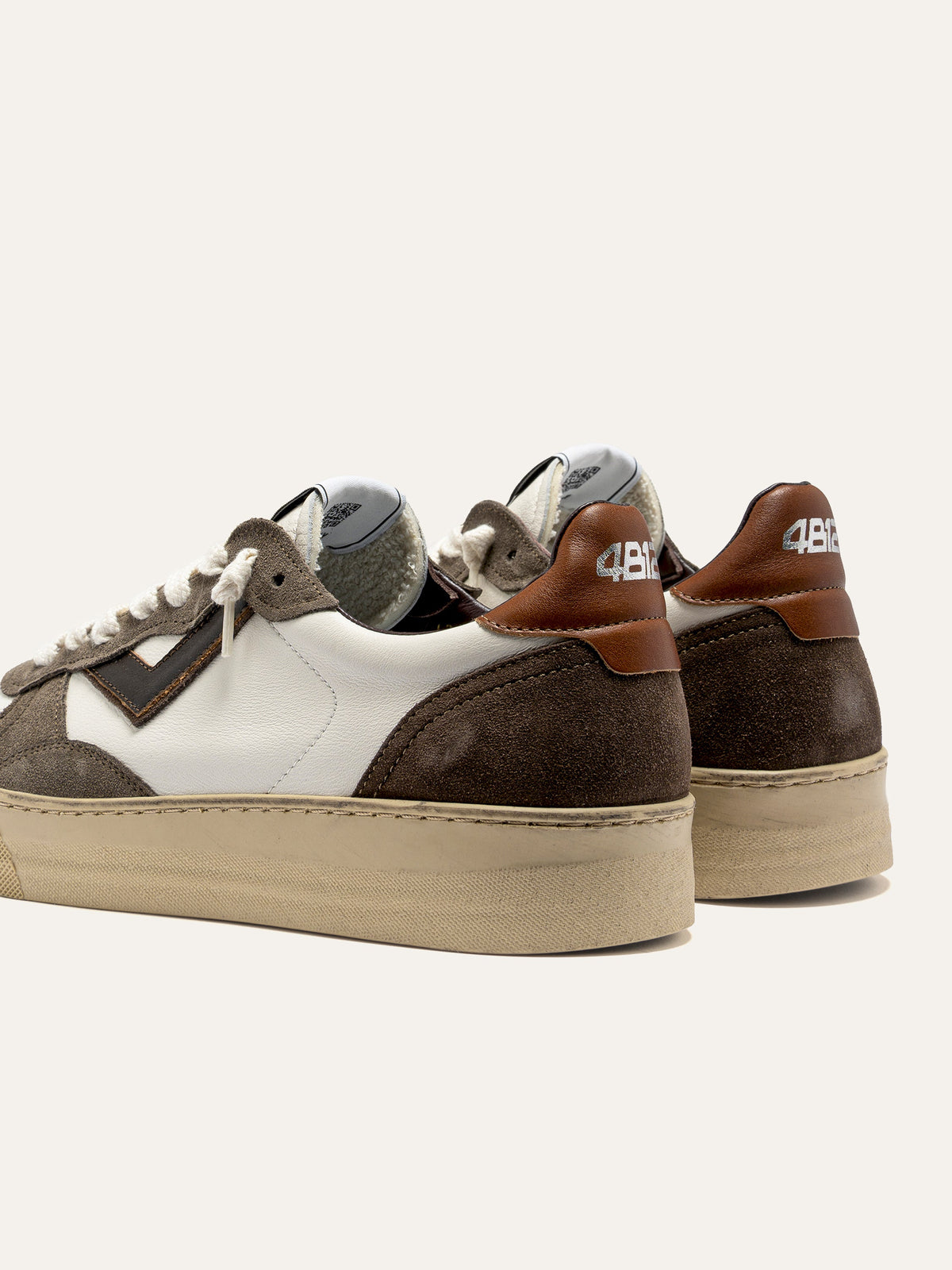 HYPER Sneakers in White Leather and Brown Suede