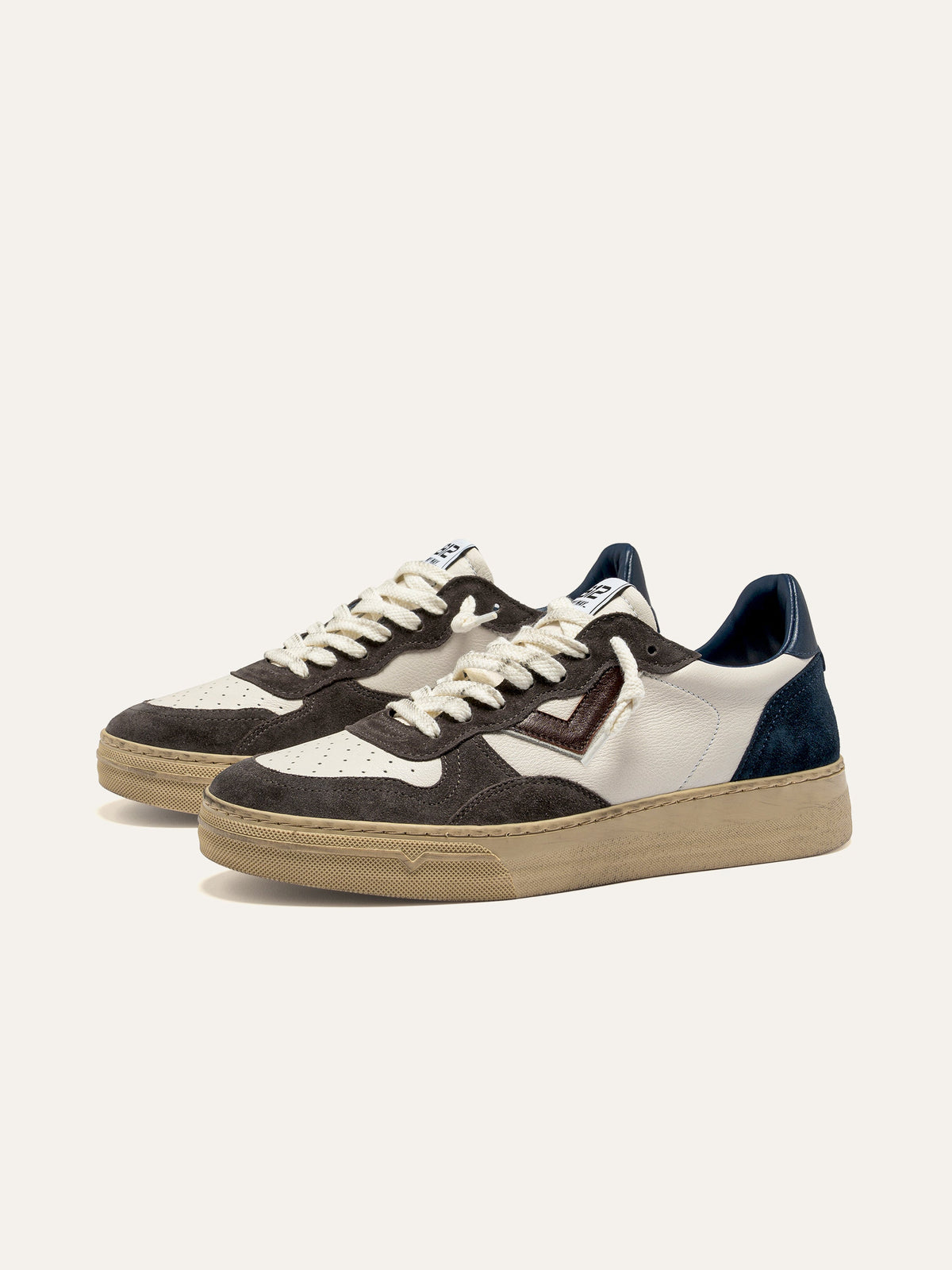 Sneaker HYPER in Pelle Bianca e Suede Grigio
