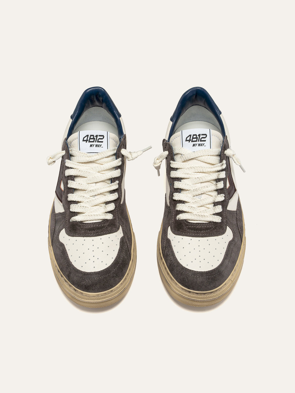 HYPER Sneakers in White Leather and Grey Suede
