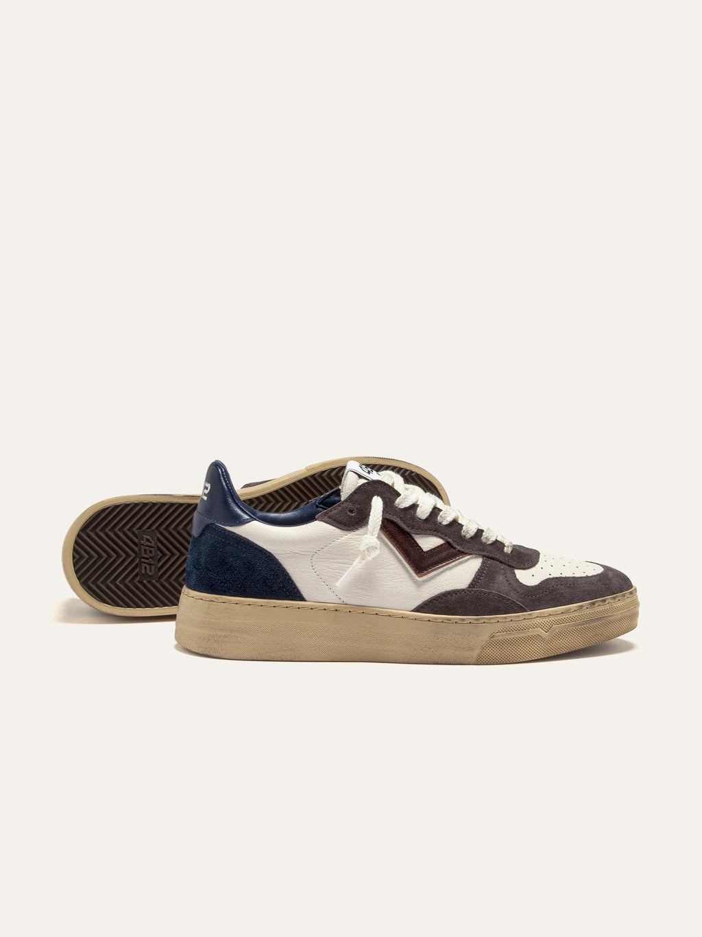 HYPER Sneakers in White Leather and Grey Suede