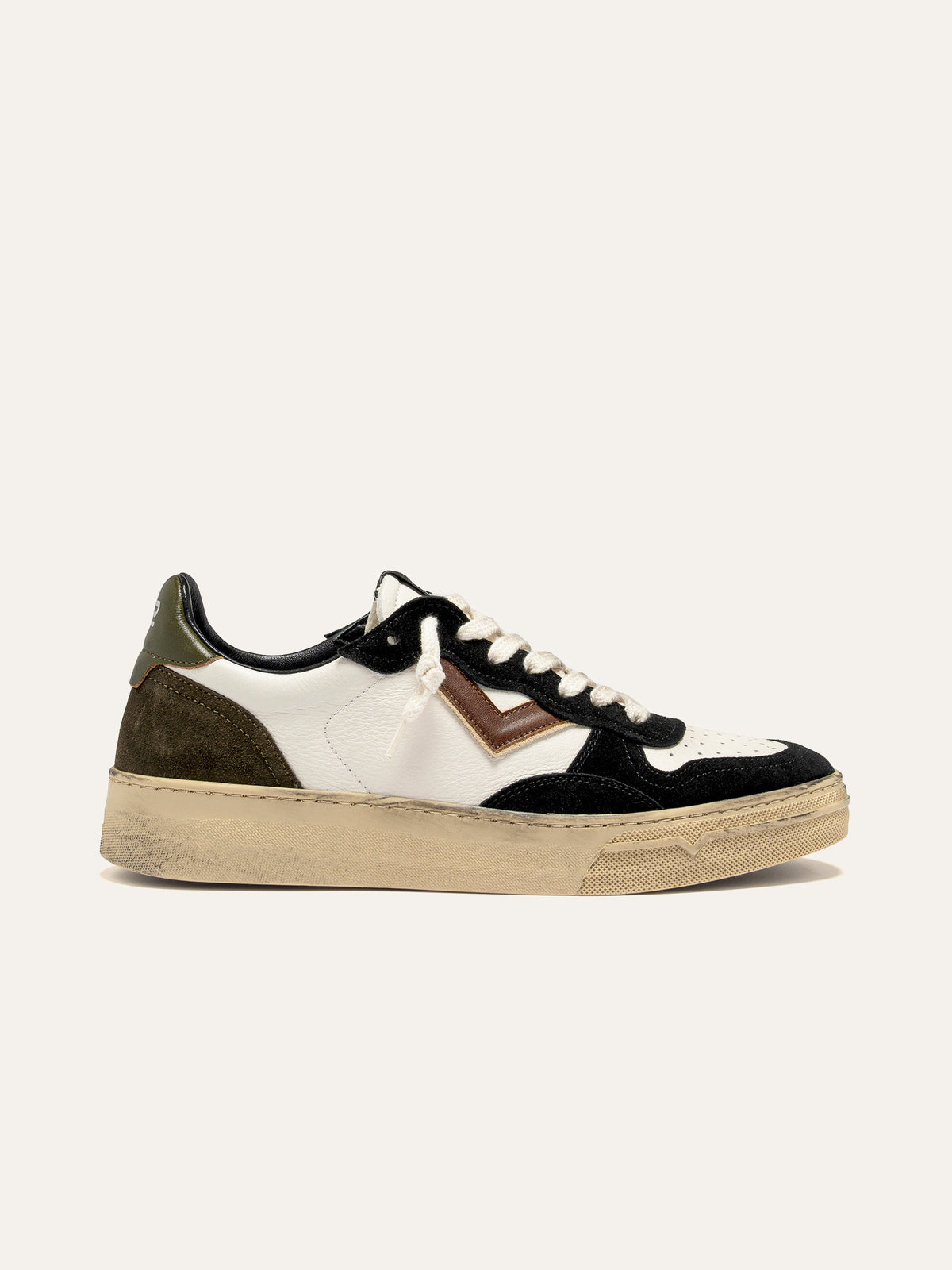 Sneaker HYPER in Pelle Bianca con Suede Nero e Marrone