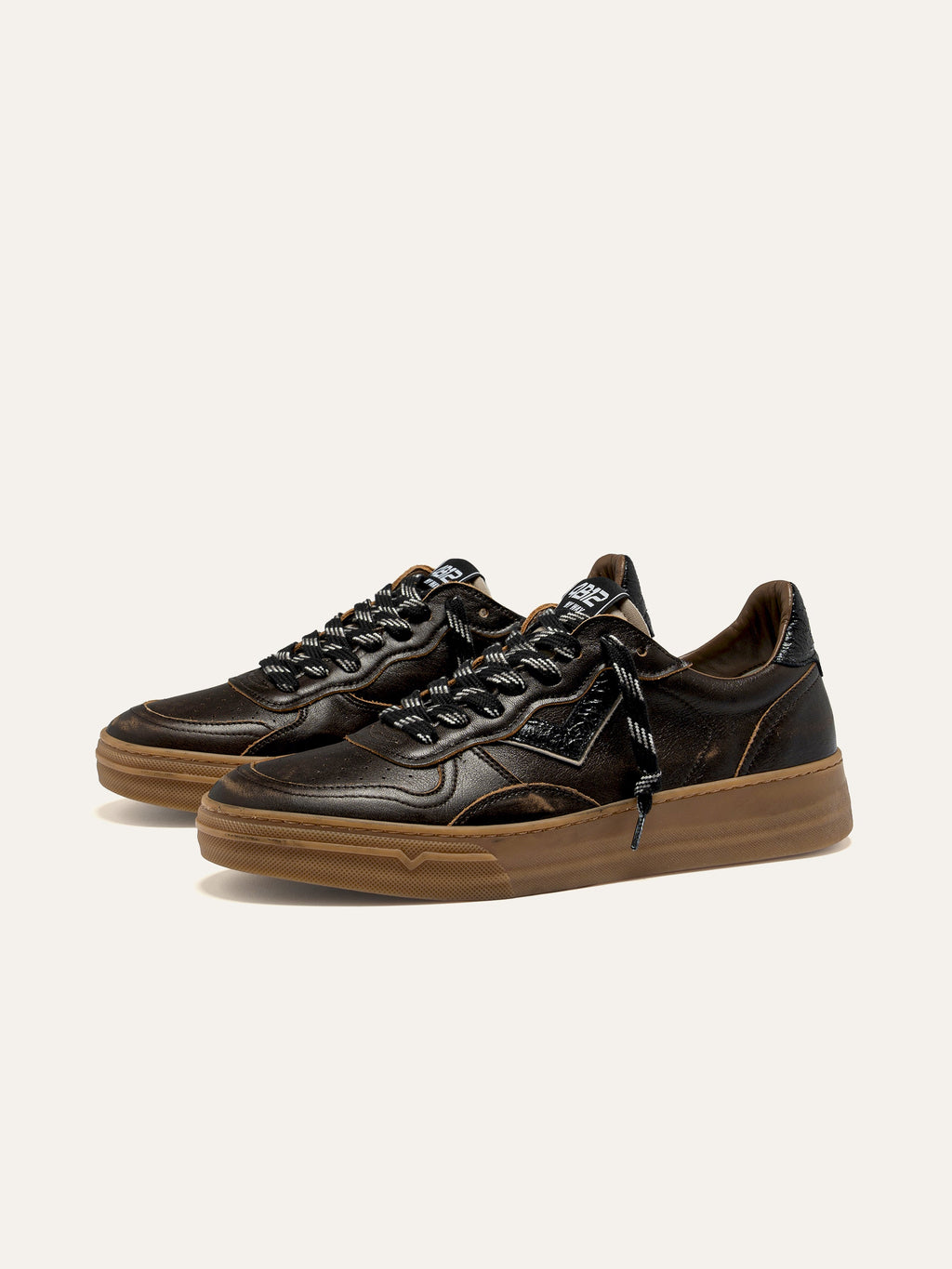 HYPER Sneakers in Dark Brown and Black Leather