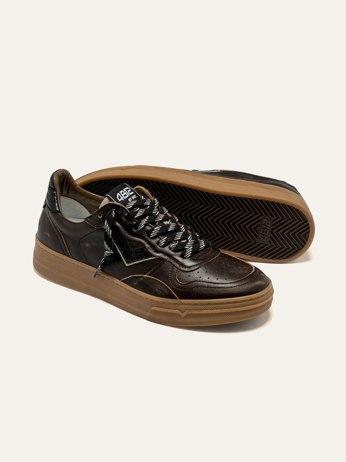 HYPER Sneakers in Dark Brown and Black Leather