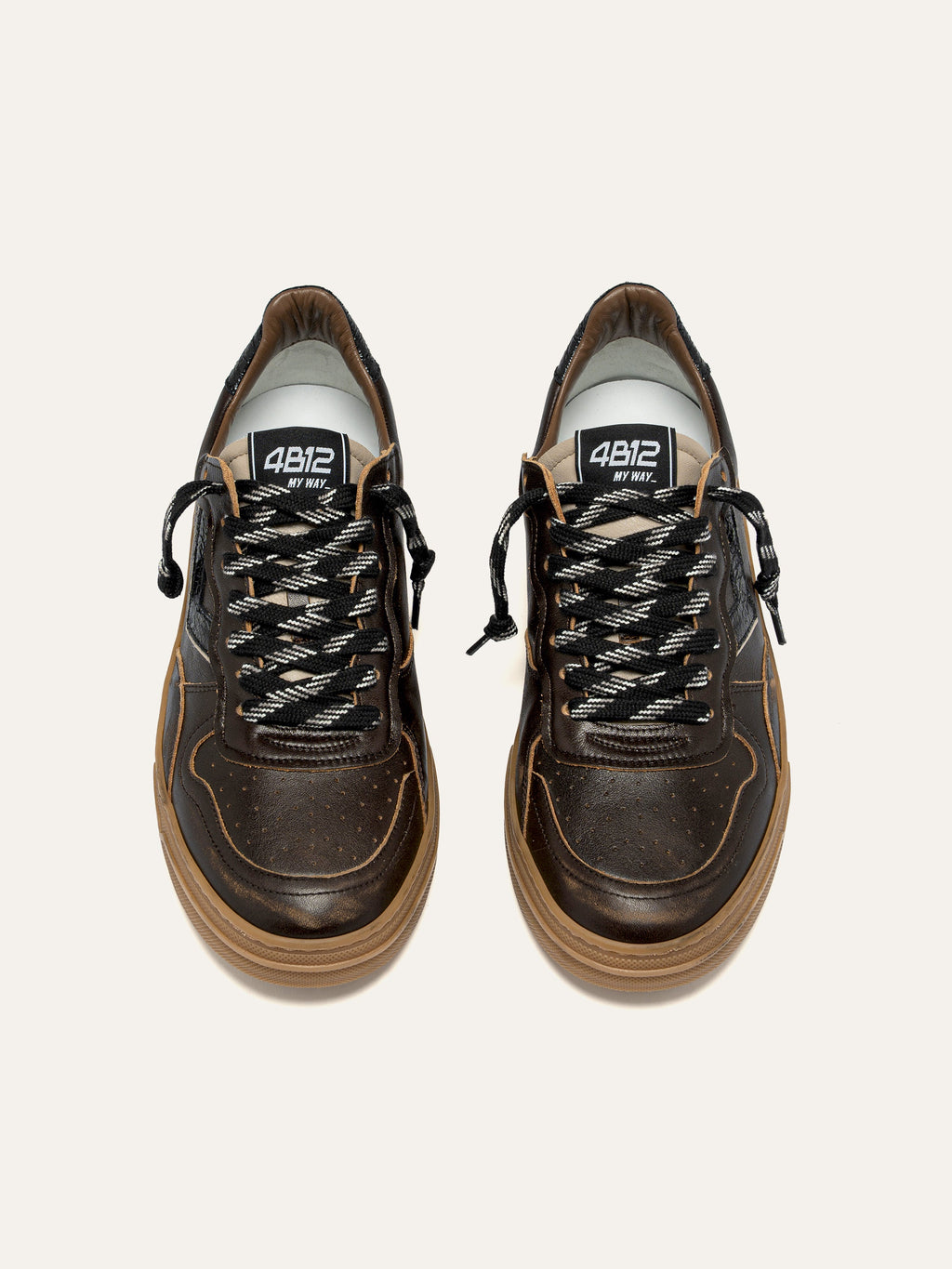 HYPER Sneakers in Dark Brown and Black Leather