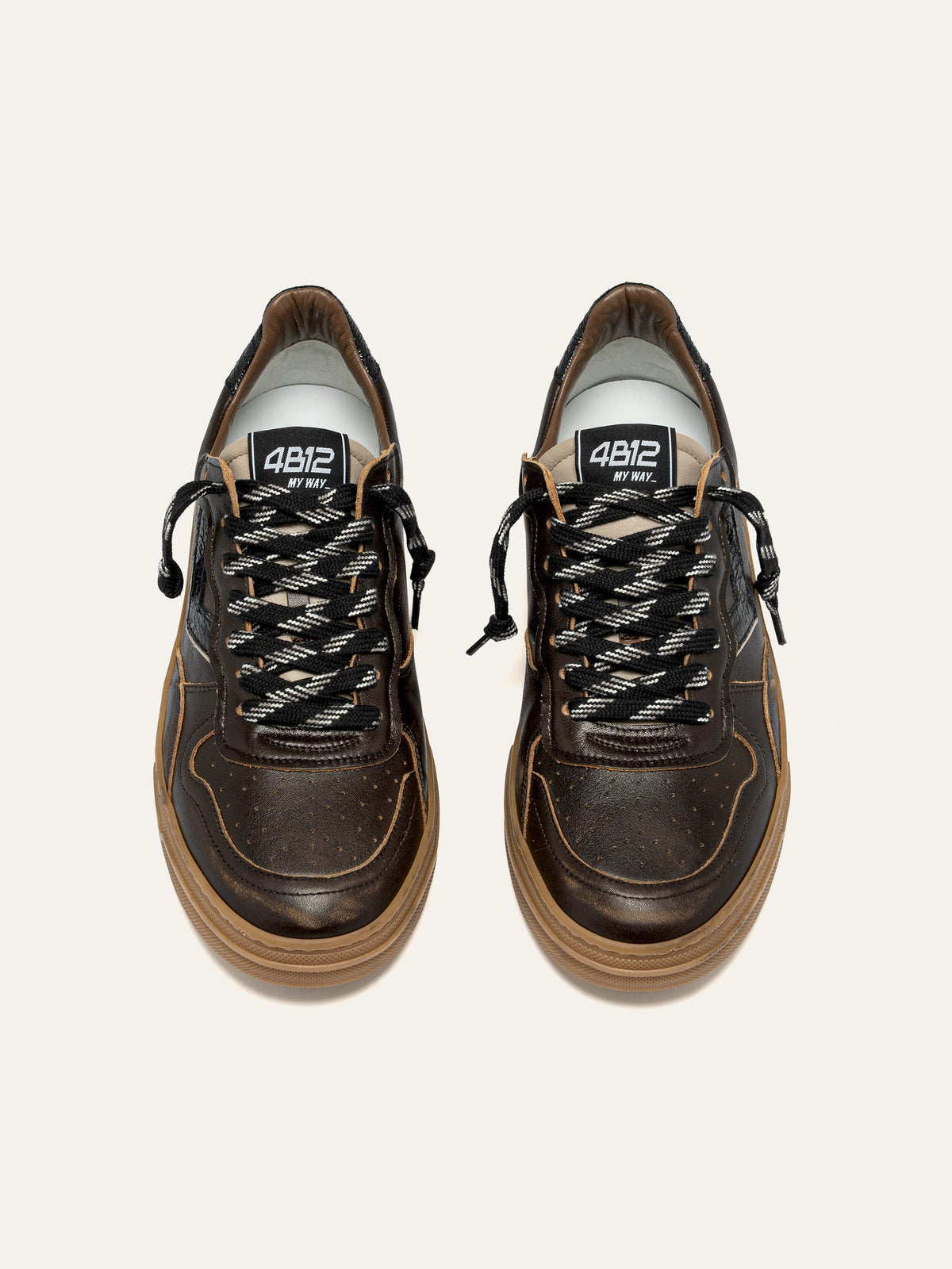 HYPER Sneakers in Dark Brown and Black Leather