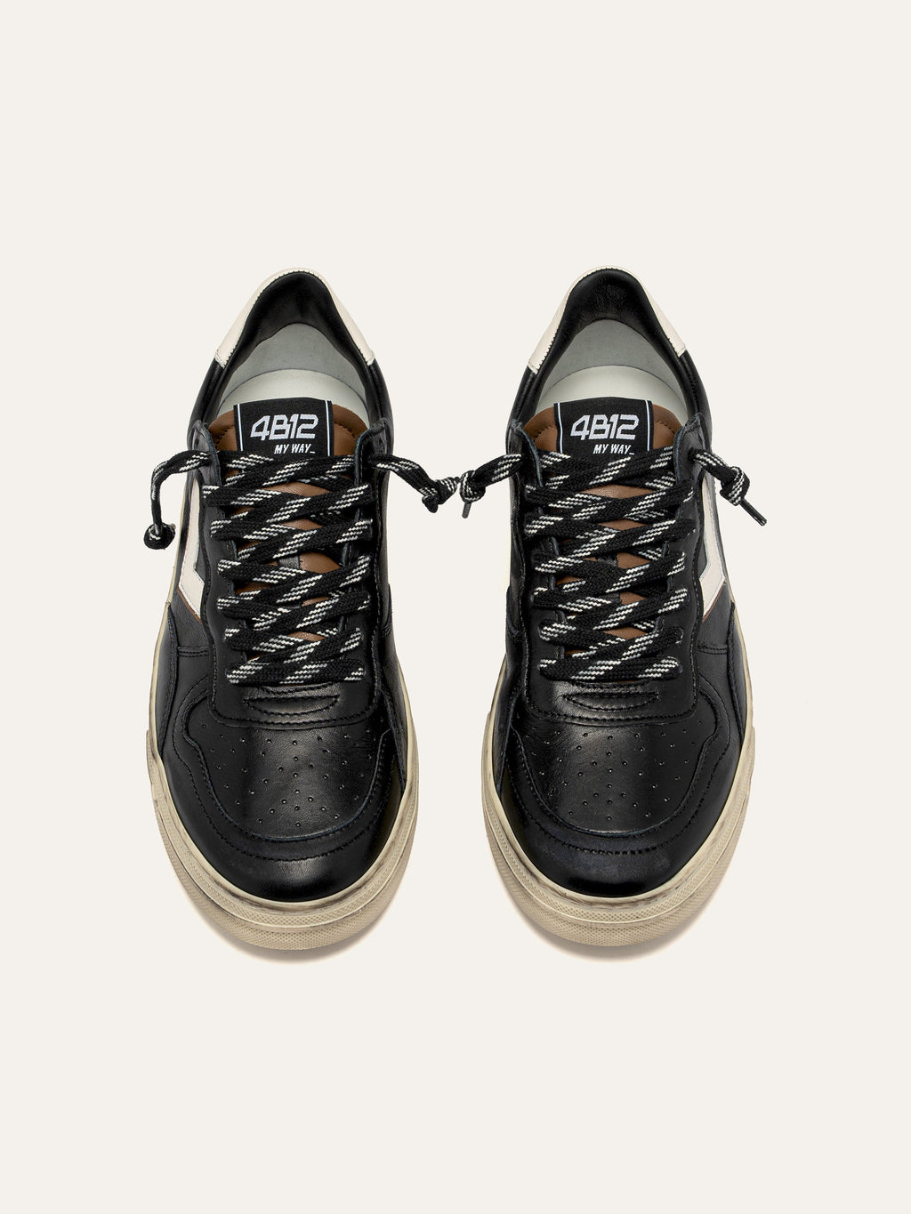 HYPER Sneakers in Dark Black and White Leather