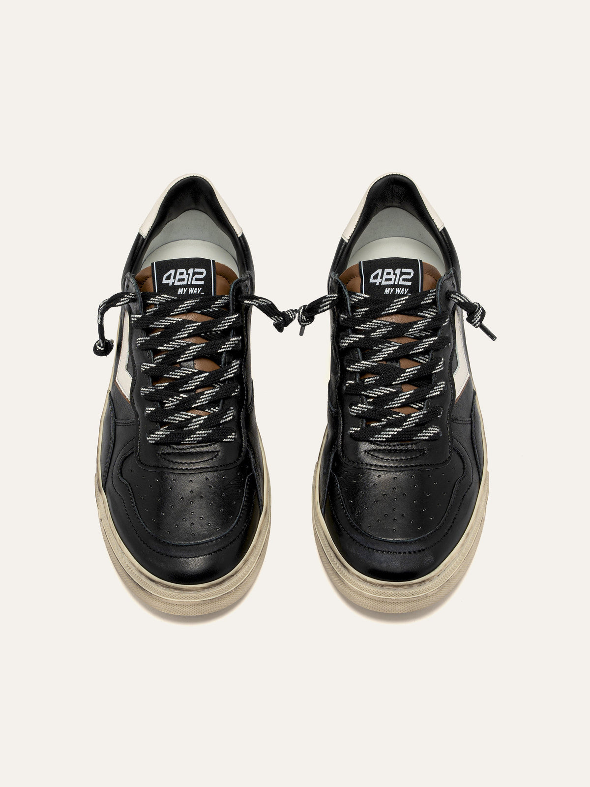 HYPER Sneakers in Dark Black and White Leather