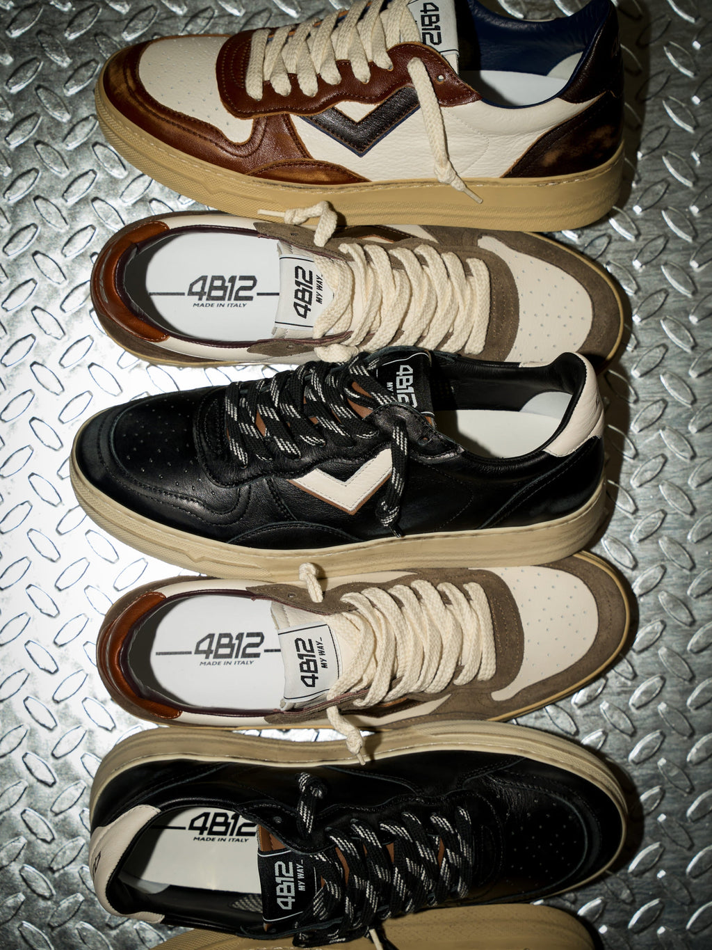 HYPER Sneakers in Dark Black and White Leather