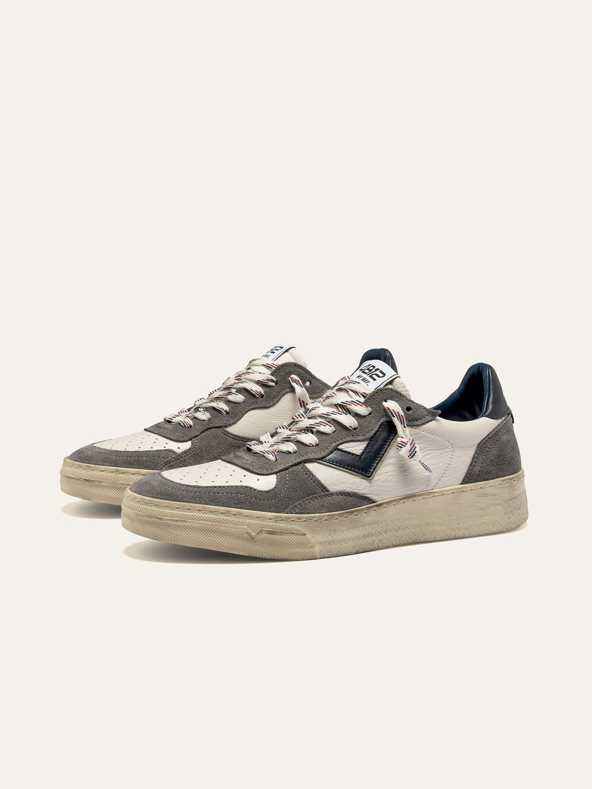 Sneaker HYPER in Pelle Bianca con Suede Grigio