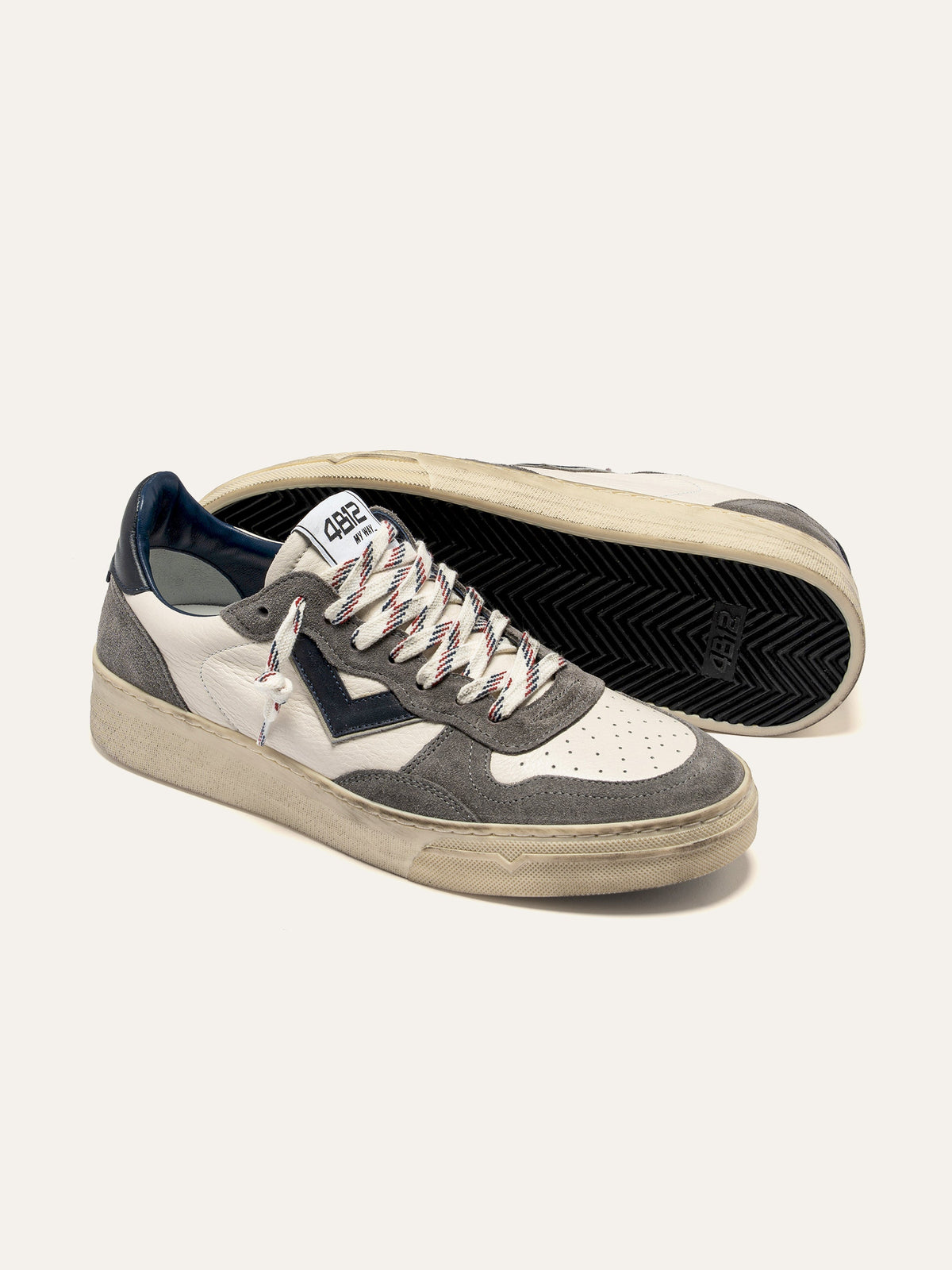 HYPER Sneakers in White Leather with Grey Suede