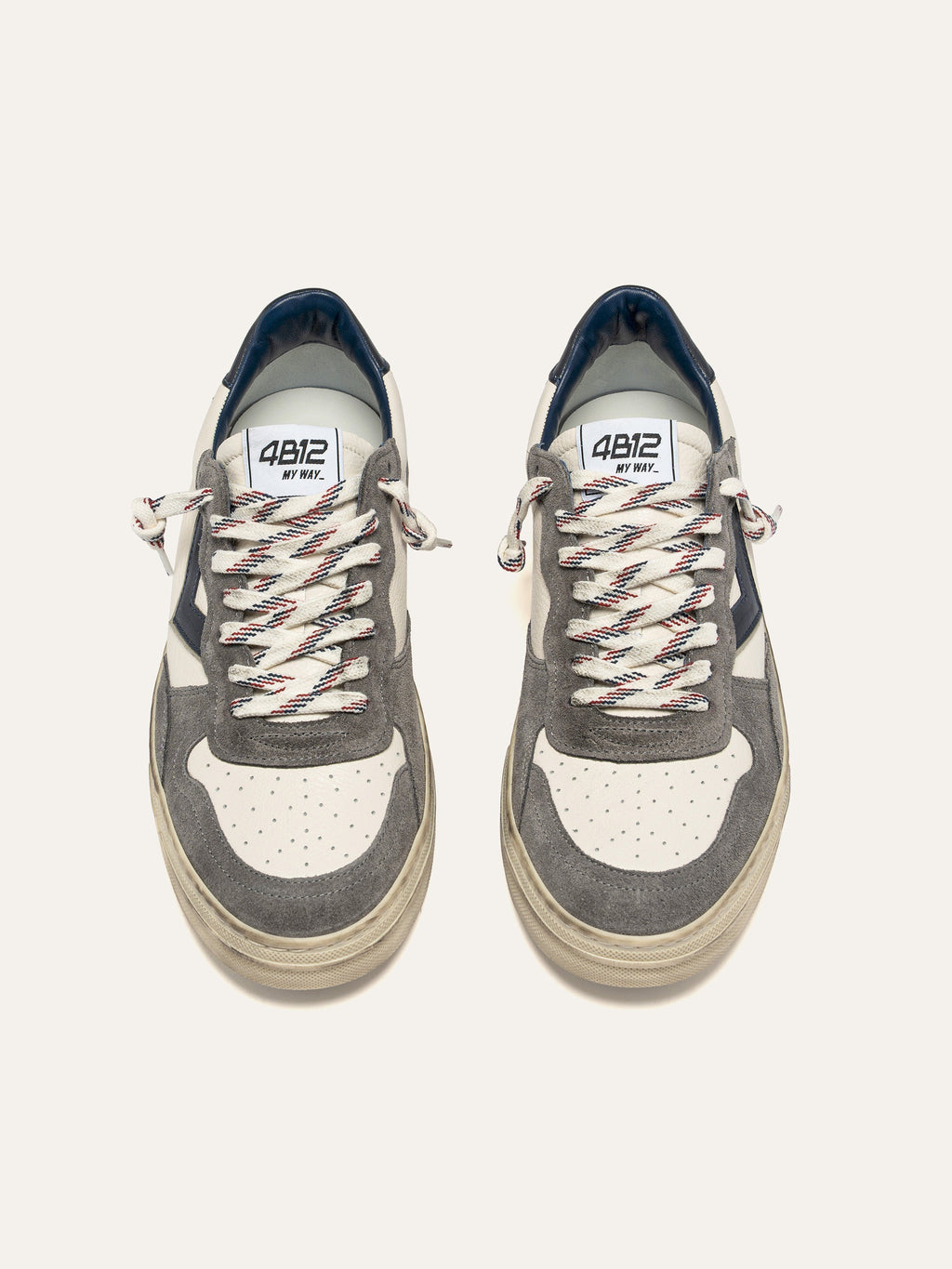 HYPER Sneakers in White Leather with Grey Suede