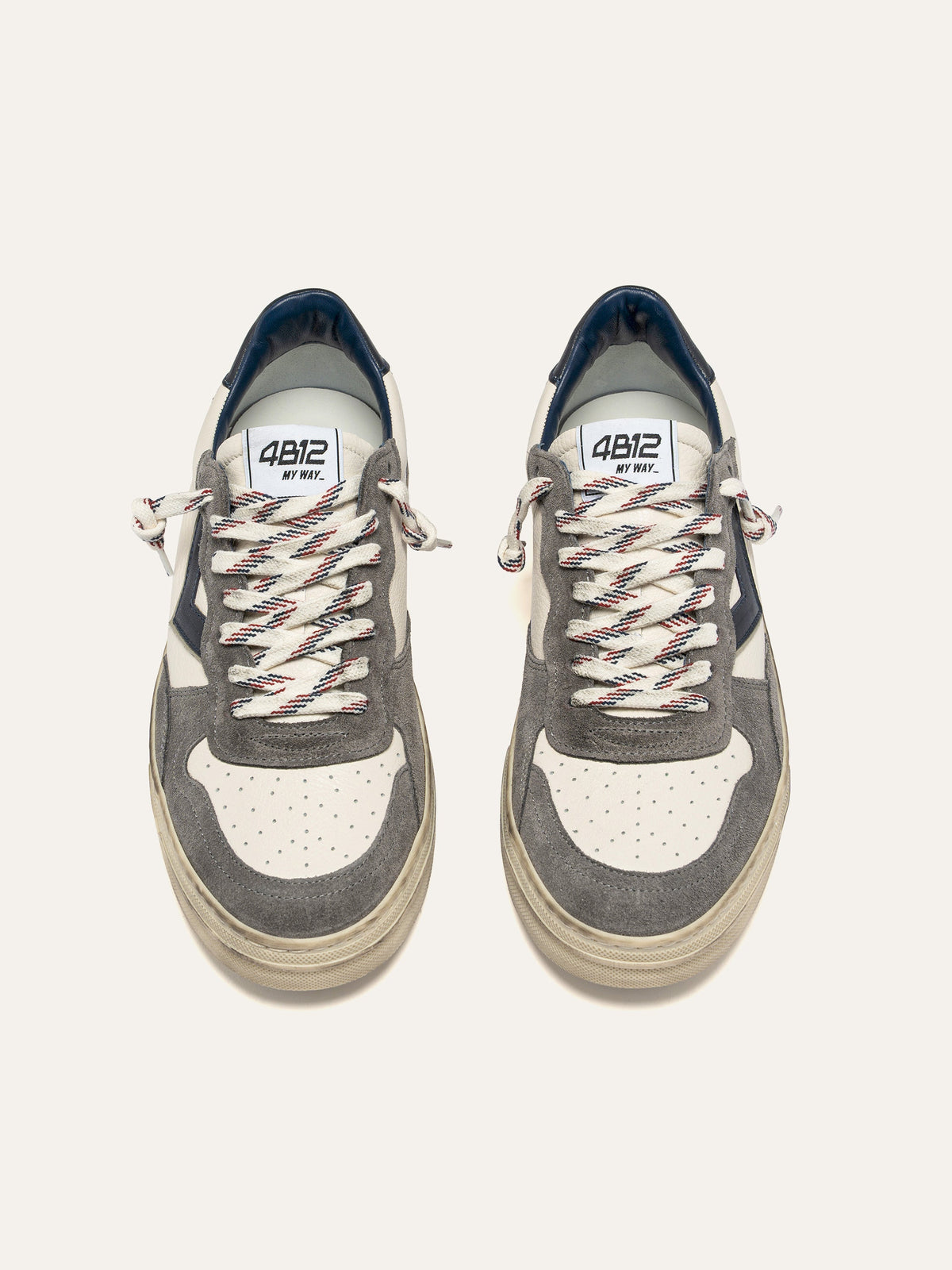 HYPER Sneakers in White Leather with Grey Suede