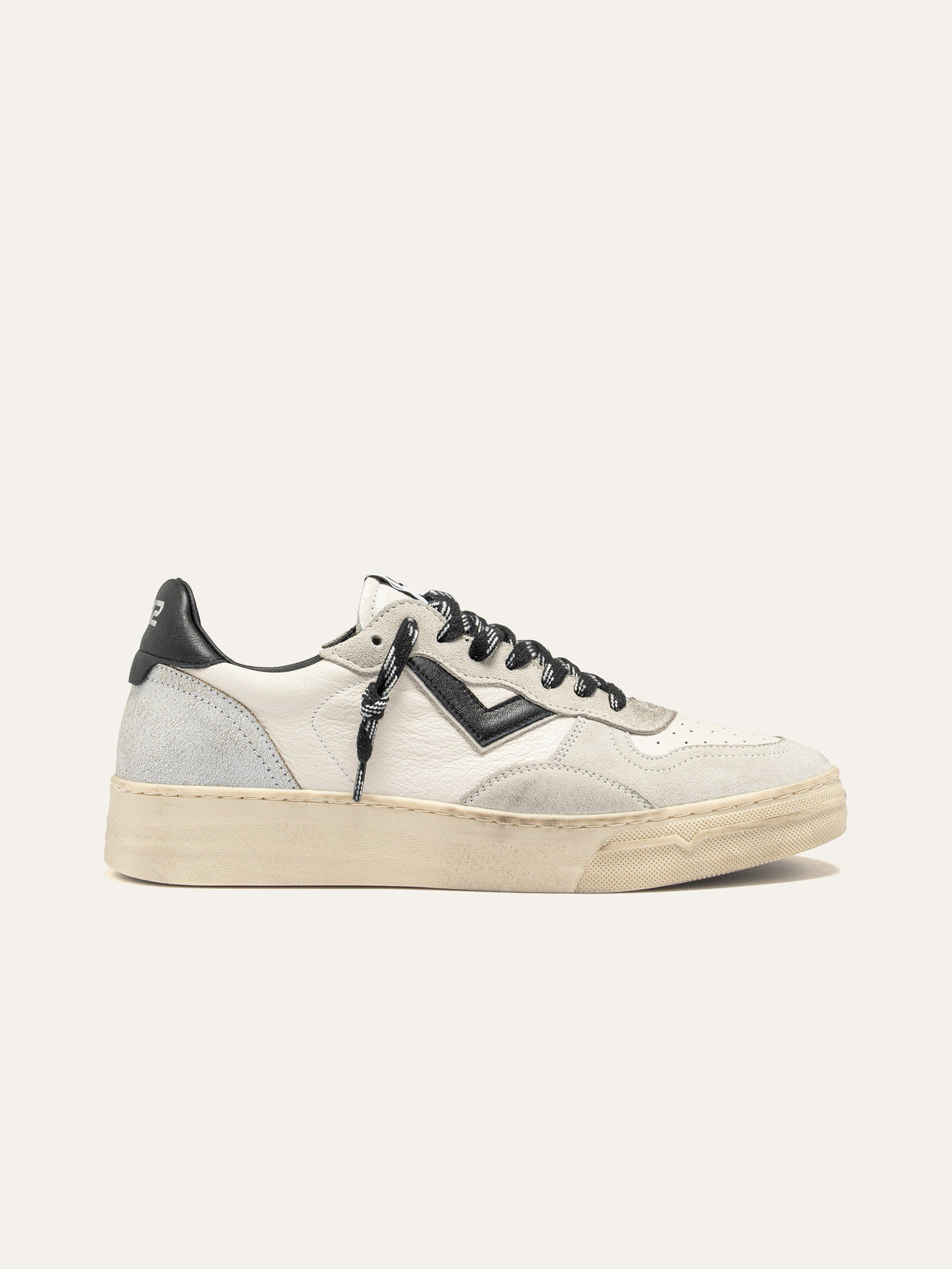 Sneaker HYPER in Pelle Bianca con Suede Beige e Nero