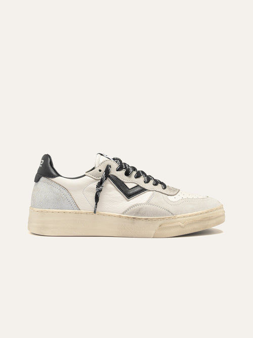 Sneaker Uomo 4B12 HYPER in Pelle Bianca con Suede Beige e Nero