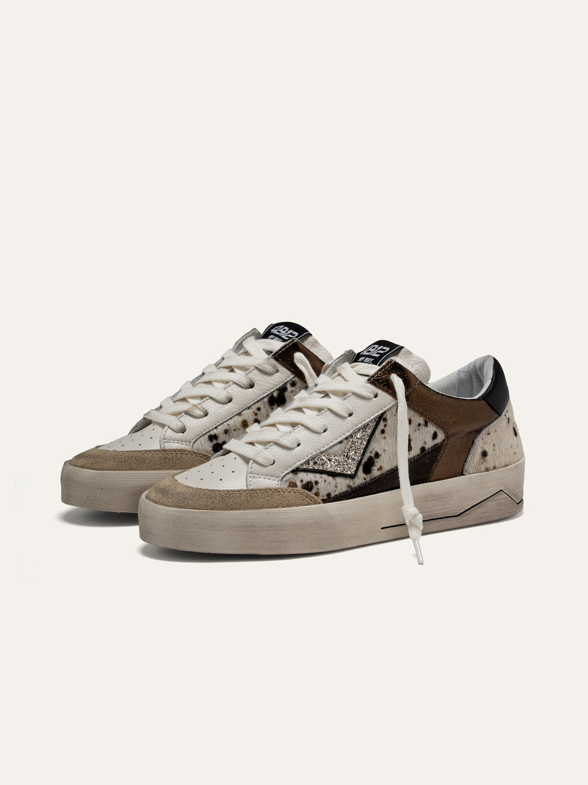 Sneaker KYLE in Pelle Bianca e Cavallino Maculato