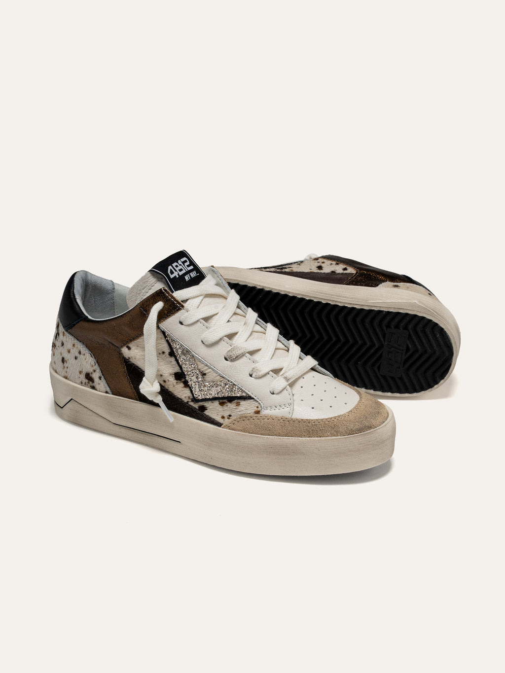 Sneaker KYLE in Pelle Bianca e Cavallino Maculato