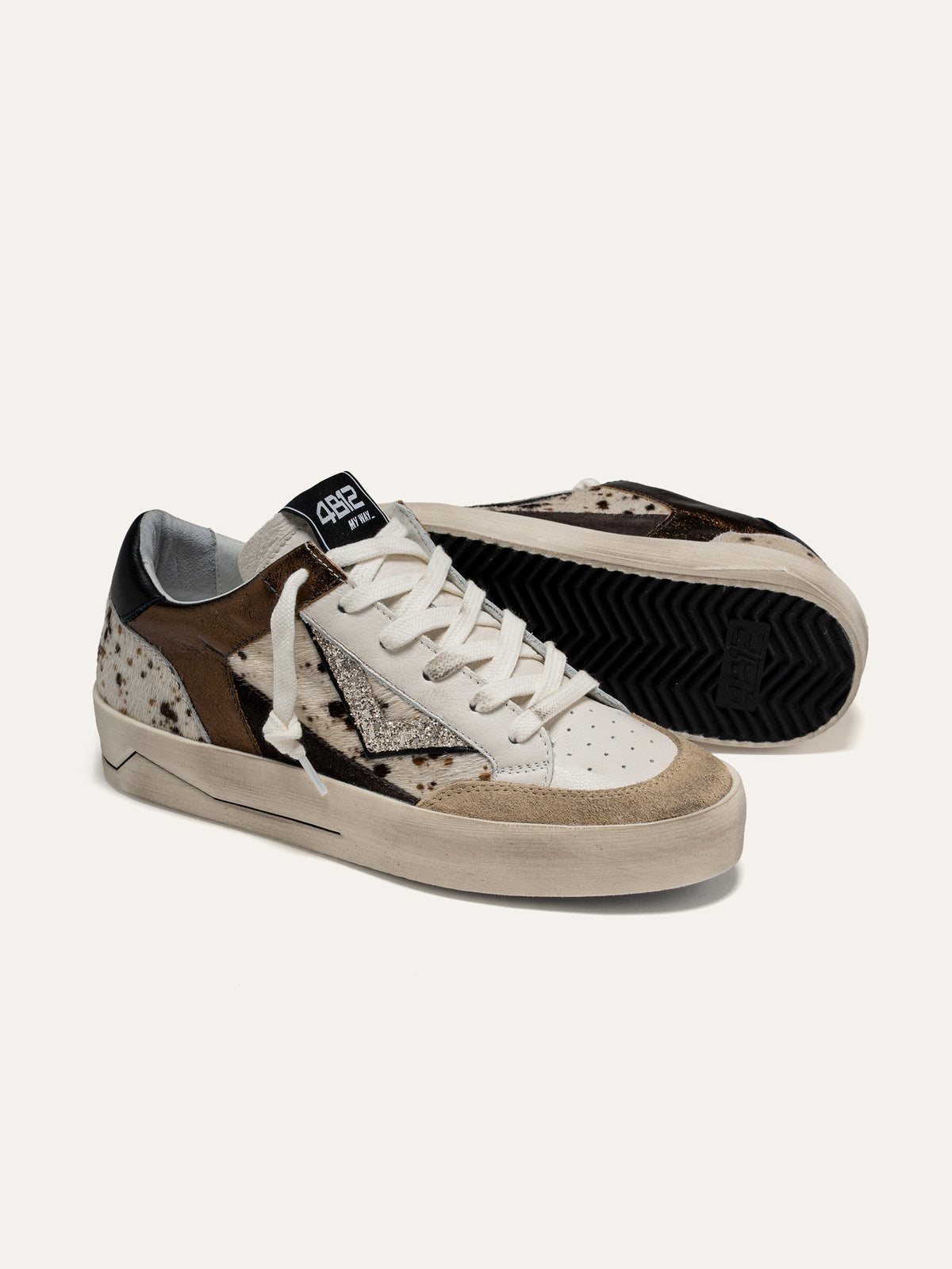 Sneaker KYLE in Pelle Bianca e Cavallino Maculato