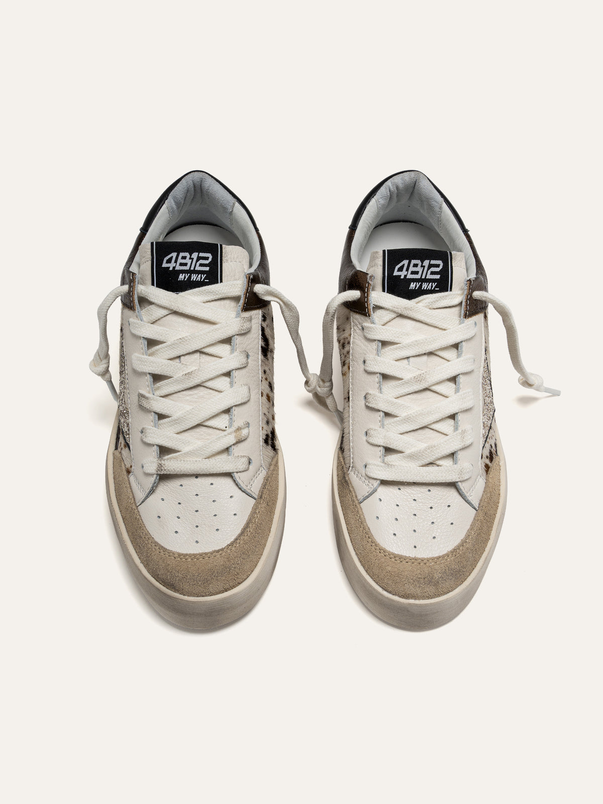 Sneaker KYLE in Pelle Bianca e Cavallino Maculato