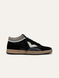 Baskets PLAYMID en Daim Noir avec Paillettes et Détails Argentés