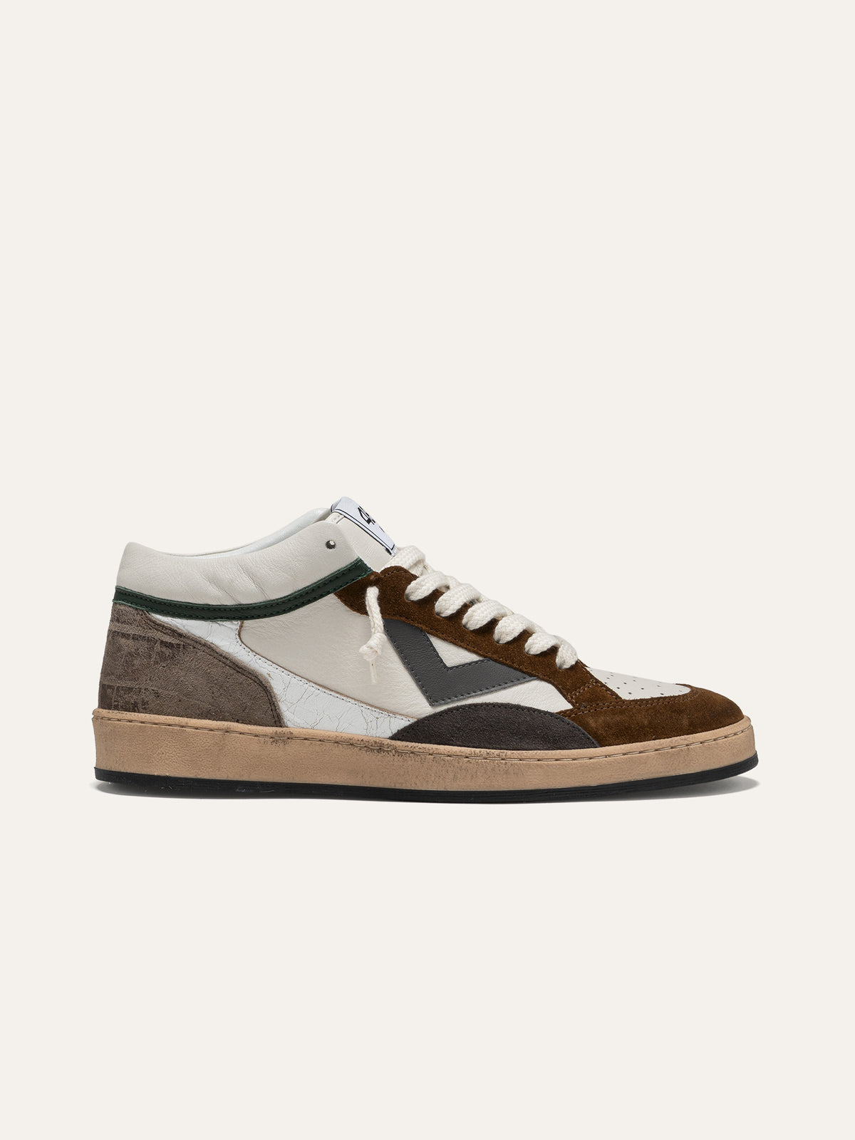 Baskets PLAYMID en Cuir Blanc et Daim Marron