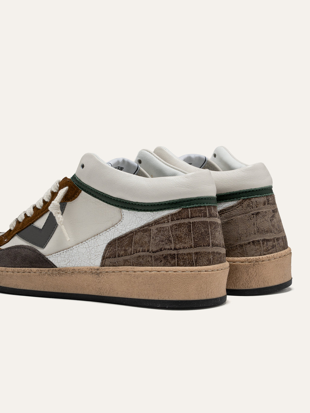 Baskets PLAYMID en Cuir Blanc et Daim Marron