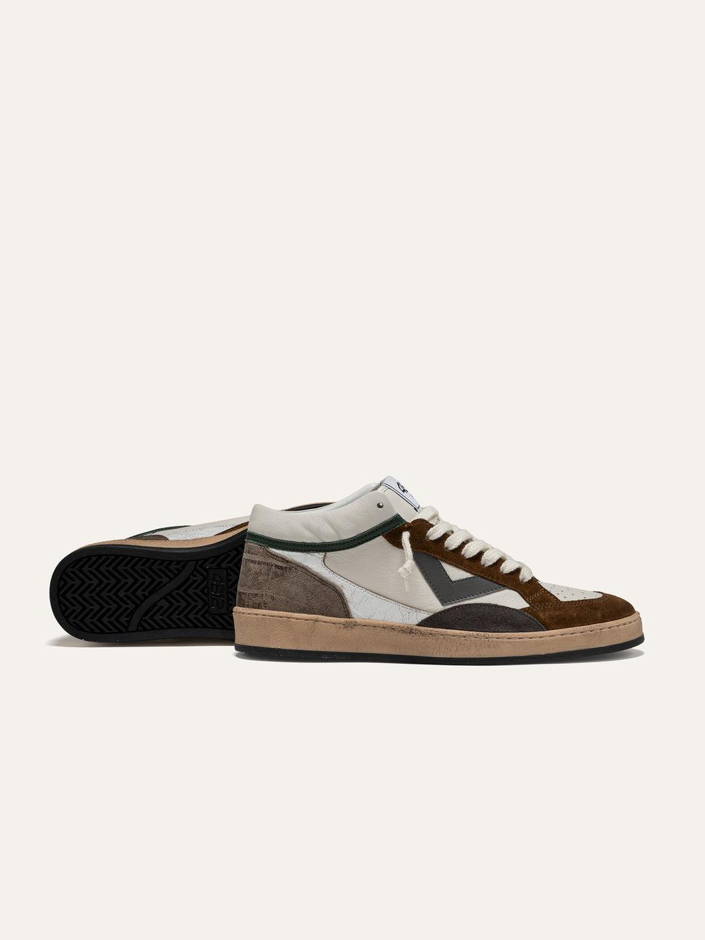Baskets PLAYMID en Cuir Blanc et Daim Marron