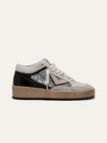Sneaker PLAYMID SKY in Pelle Bianca con Glitter Argento e Rosa